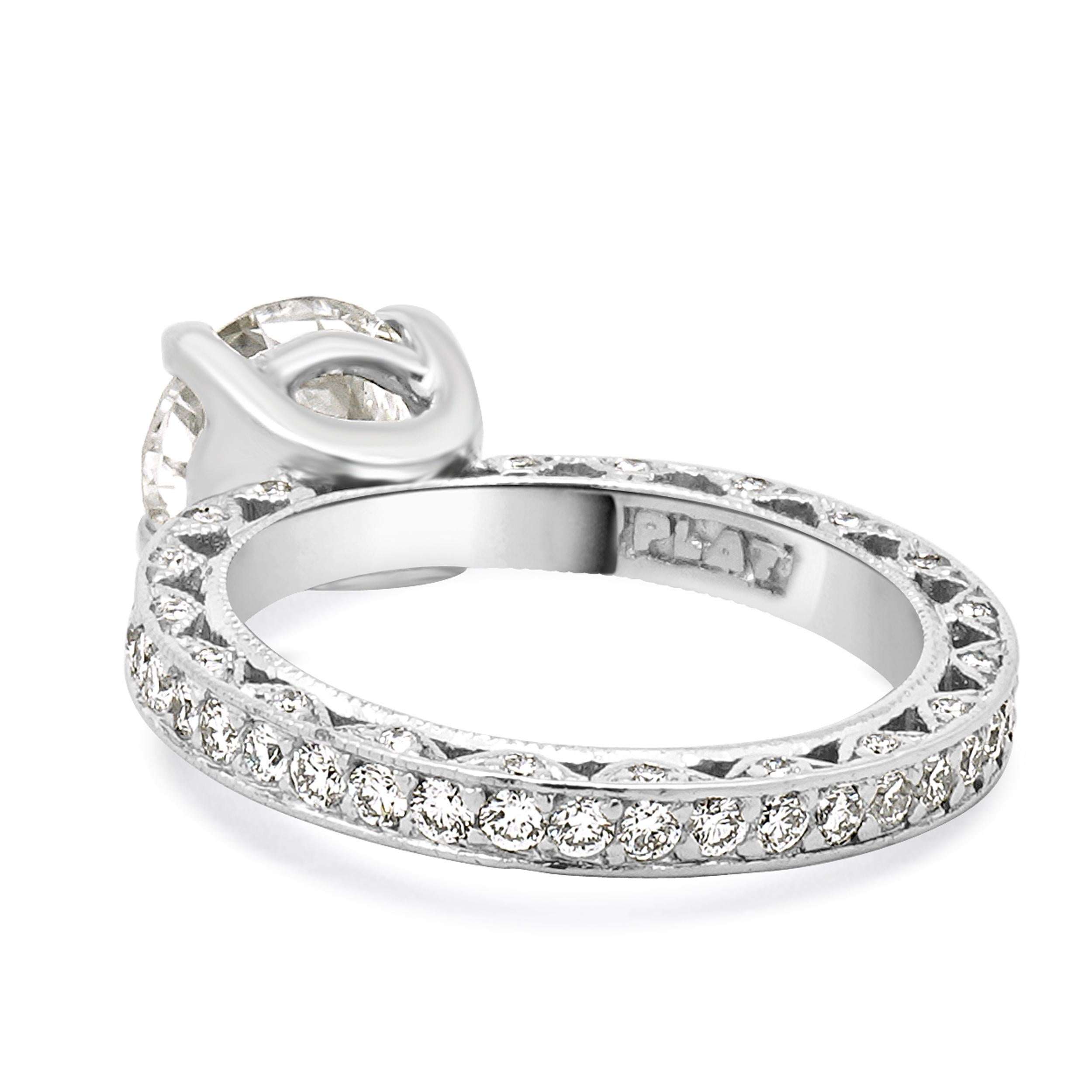 Taille ronde Bague de fiançailles Tacori en platine avec diamant rond taillé en brillant en vente