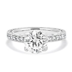 Anello di fidanzamento Tacori in platino con diamanti a taglio brillante rotondo