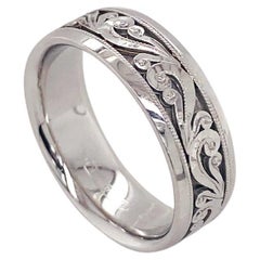 Tacori Scroll Band in platino 7,5 mm Tacori Scrollwork Mans Anello nuziale da uomo