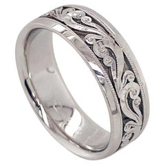 Tacori Platin Scroll Band 7,5mm Tacori Schnörkelband Mans Herren-Hochzeitsring mit Schnörkeln