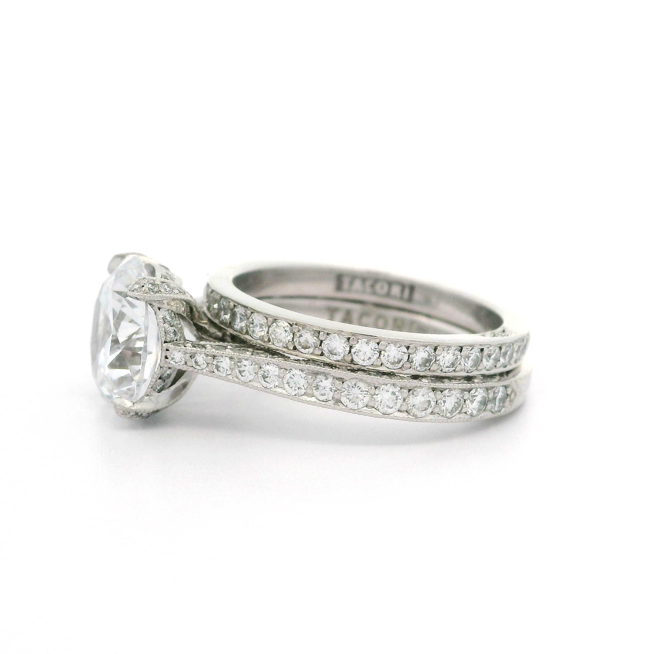 Tacori Platin Zirkonia & Diamant Classic Crescent Verlobungsring Hochzeit Band 9
