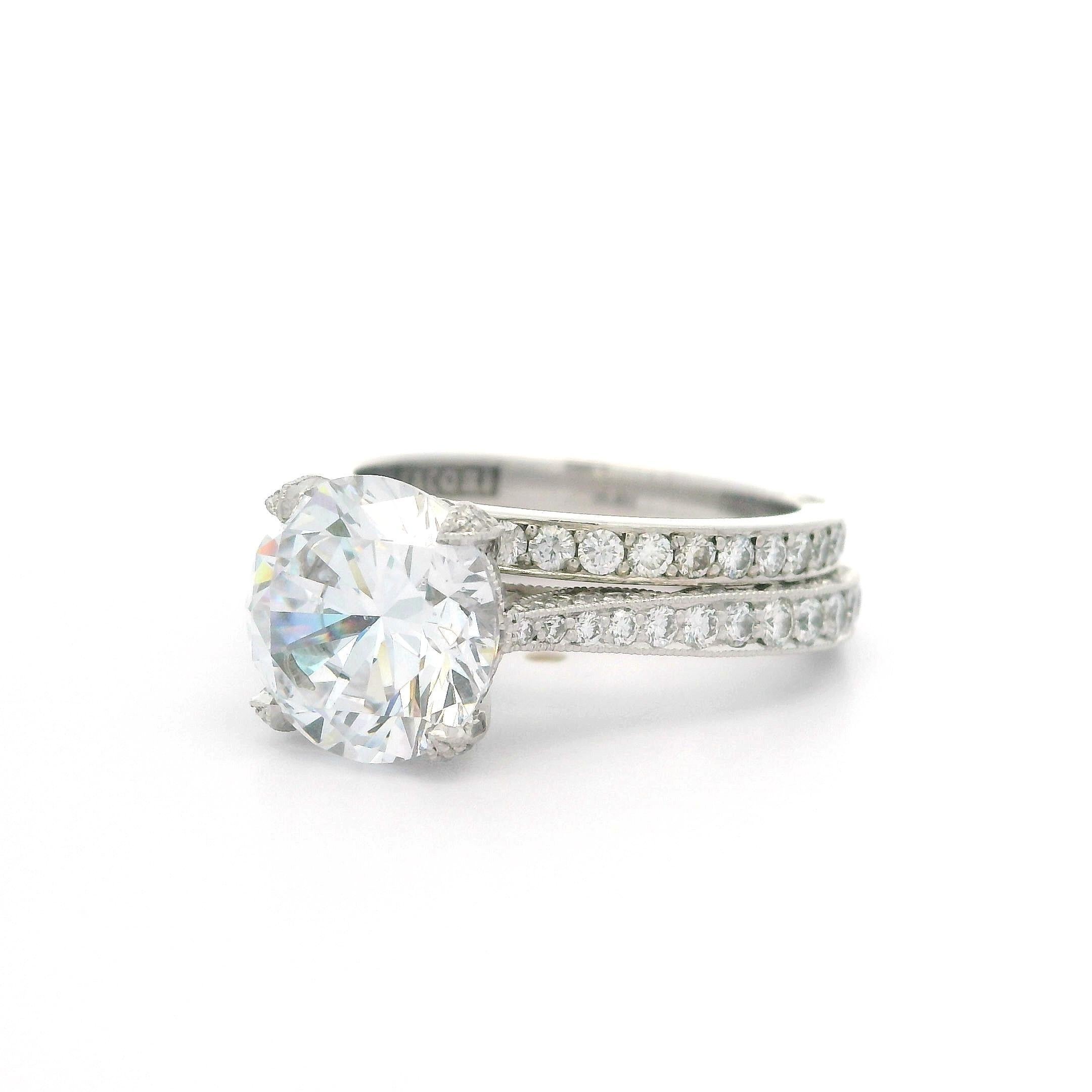Tacori Platin Zirkonia & Diamant Classic Crescent Verlobungsring Hochzeit Band 10