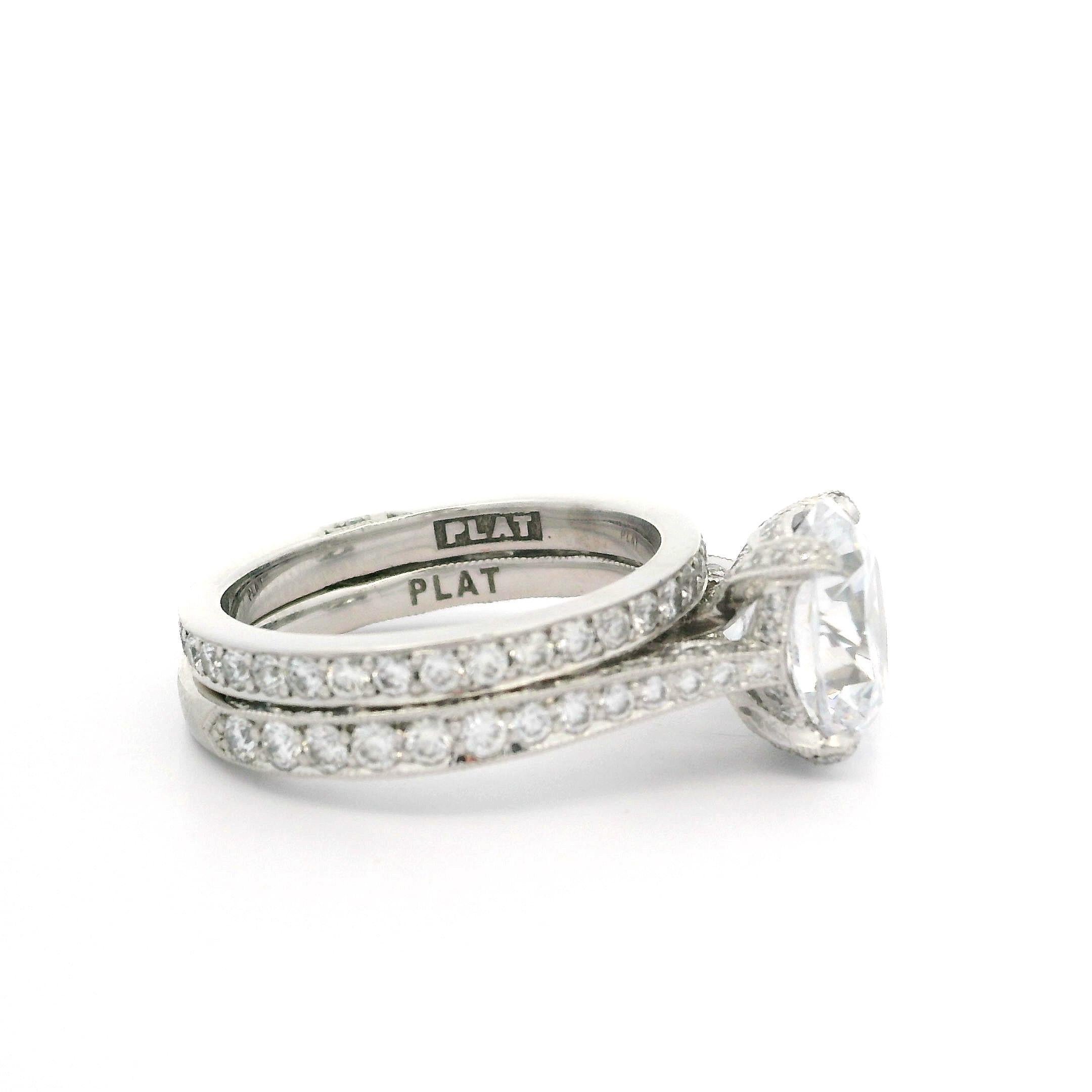 Tacori Platin Zirkonia & Diamant Classic Crescent Verlobungsring Hochzeit Band 11
