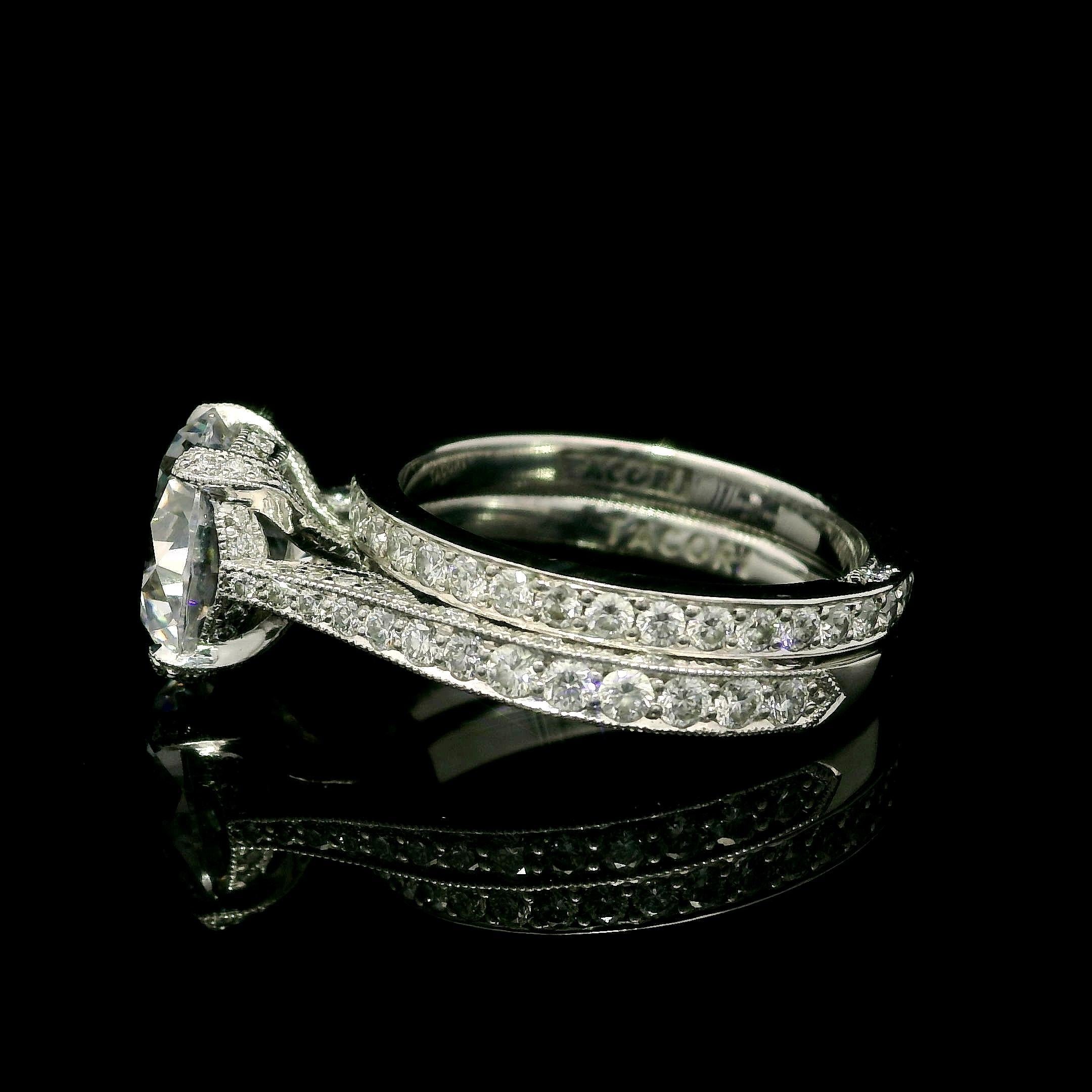 Tacori Platin Zirkonia & Diamant Classic Crescent Verlobungsring Hochzeit Band (Brillantschliff)