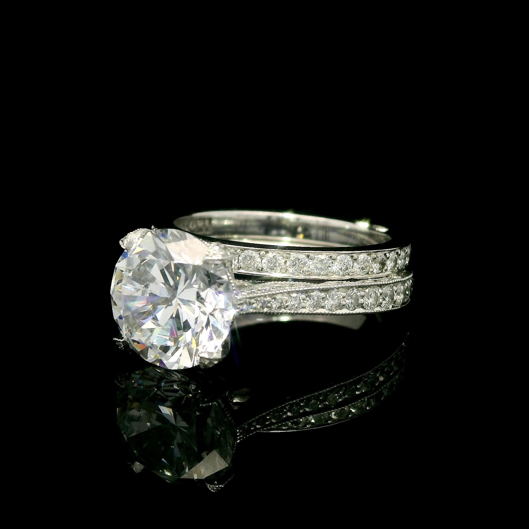Tacori Platin Zirkonia & Diamant Classic Crescent Verlobungsring Hochzeit Band 2
