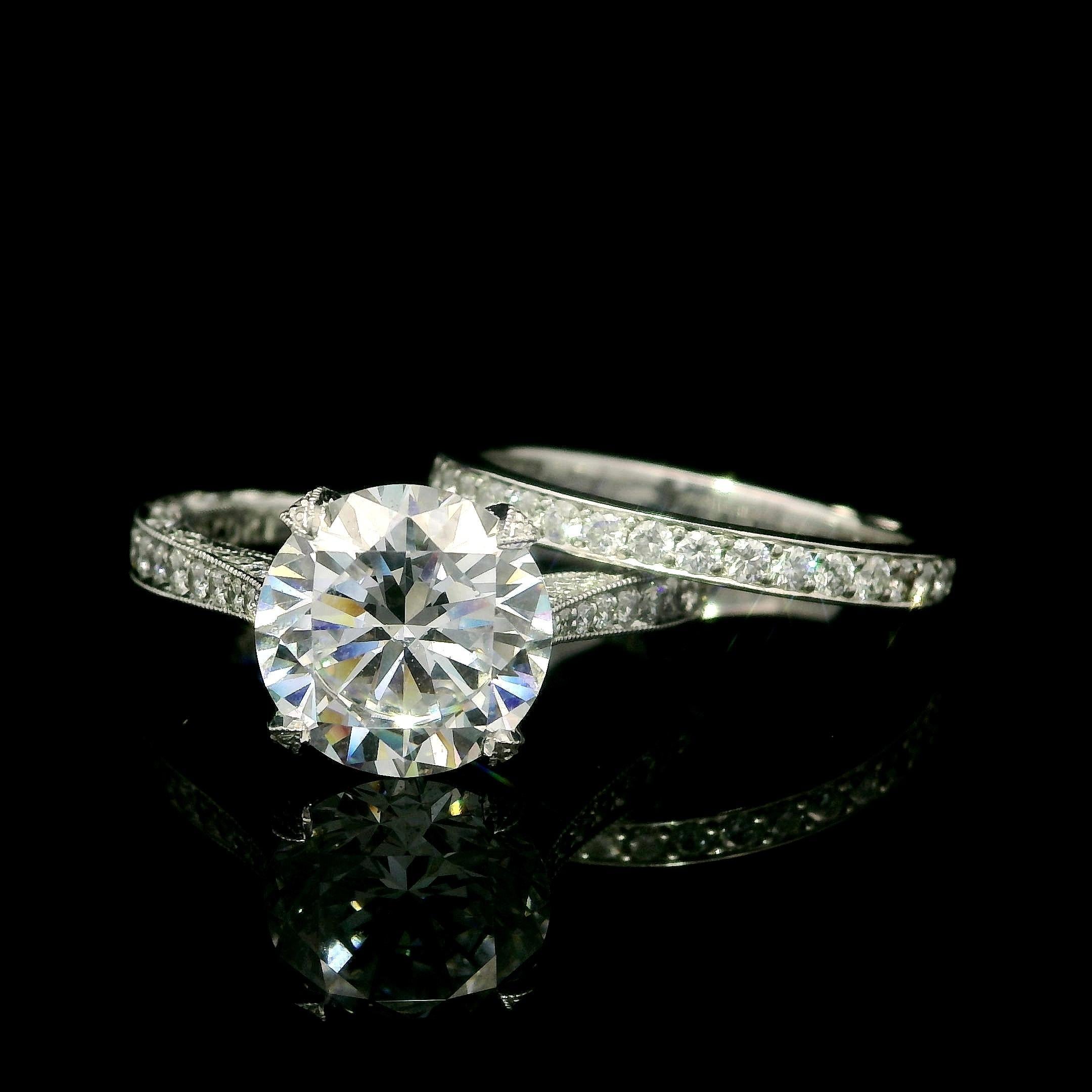 Tacori Platin Zirkonia & Diamant Classic Crescent Verlobungsring Hochzeit Band 3
