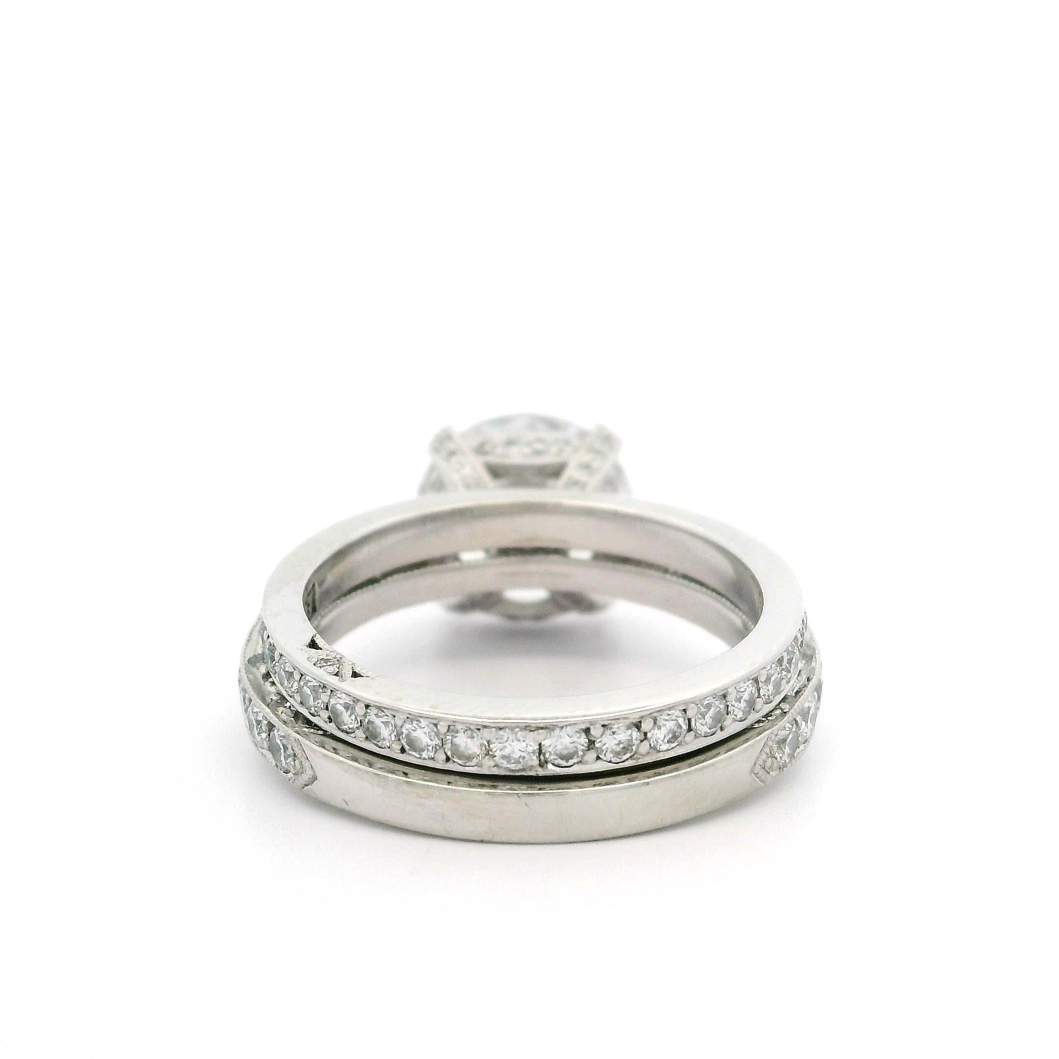 Tacori Platin Zirkonia & Diamant Classic Crescent Verlobungsring Hochzeit Band 4