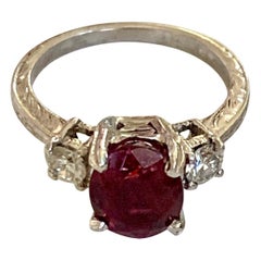 Tacori Faceted Rubellite Tourmaline & Brilliant Cut Diamond Platinum Ring-Size 5