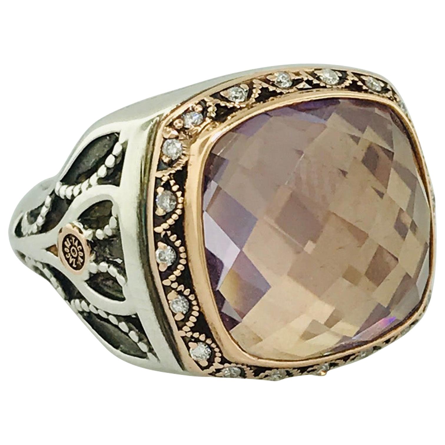 Tacori Rose de France Amethyst 18 Karat Gold and Sterling Silver Ring SR104P13 For Sale