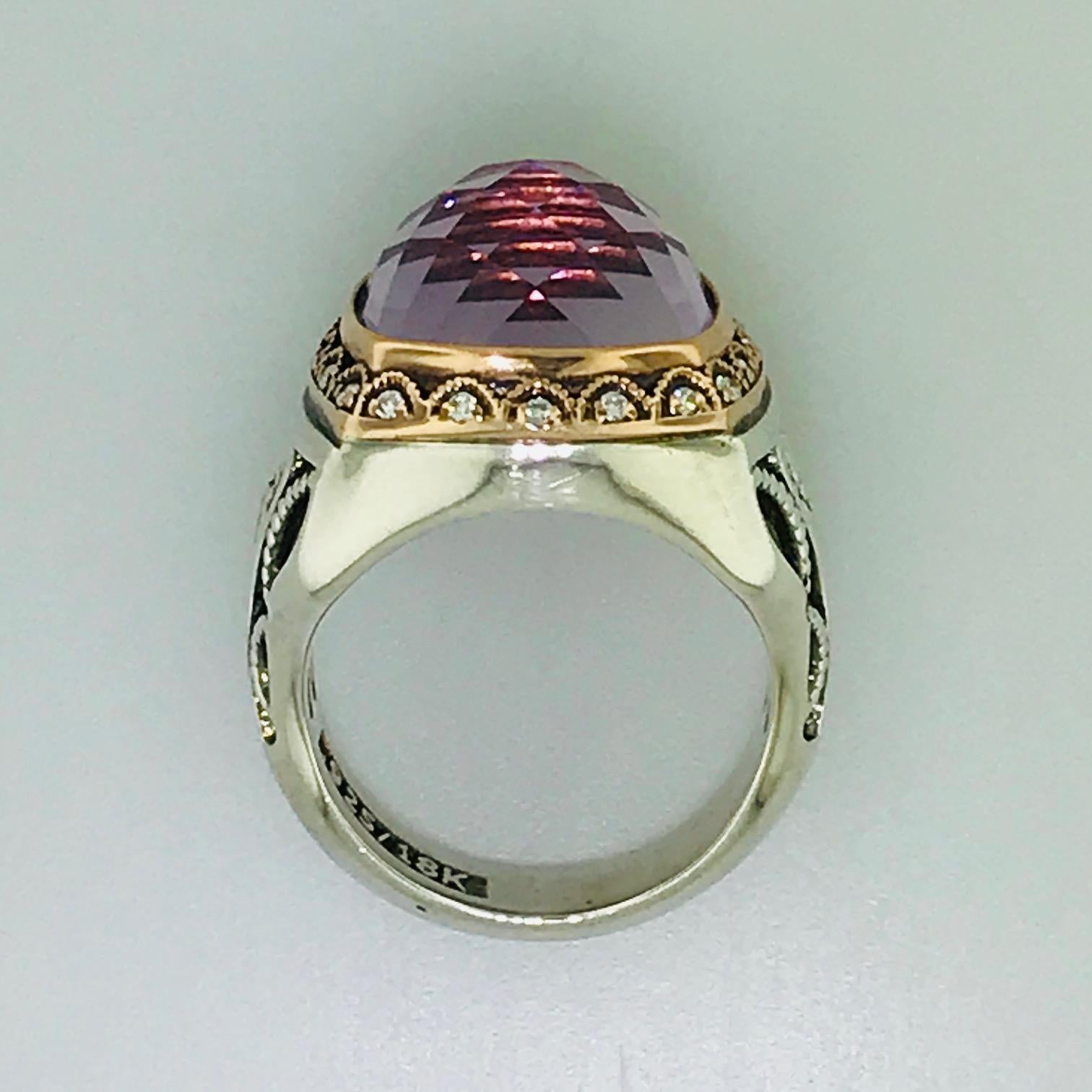 Tacori Rose de France Amethyst 18 Karat Gold and Sterling Silver Ring SR104P13 In New Condition For Sale In Austin, TX