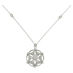Tacori Round Brilliant Cut Diamond Flower Pendant Necklace