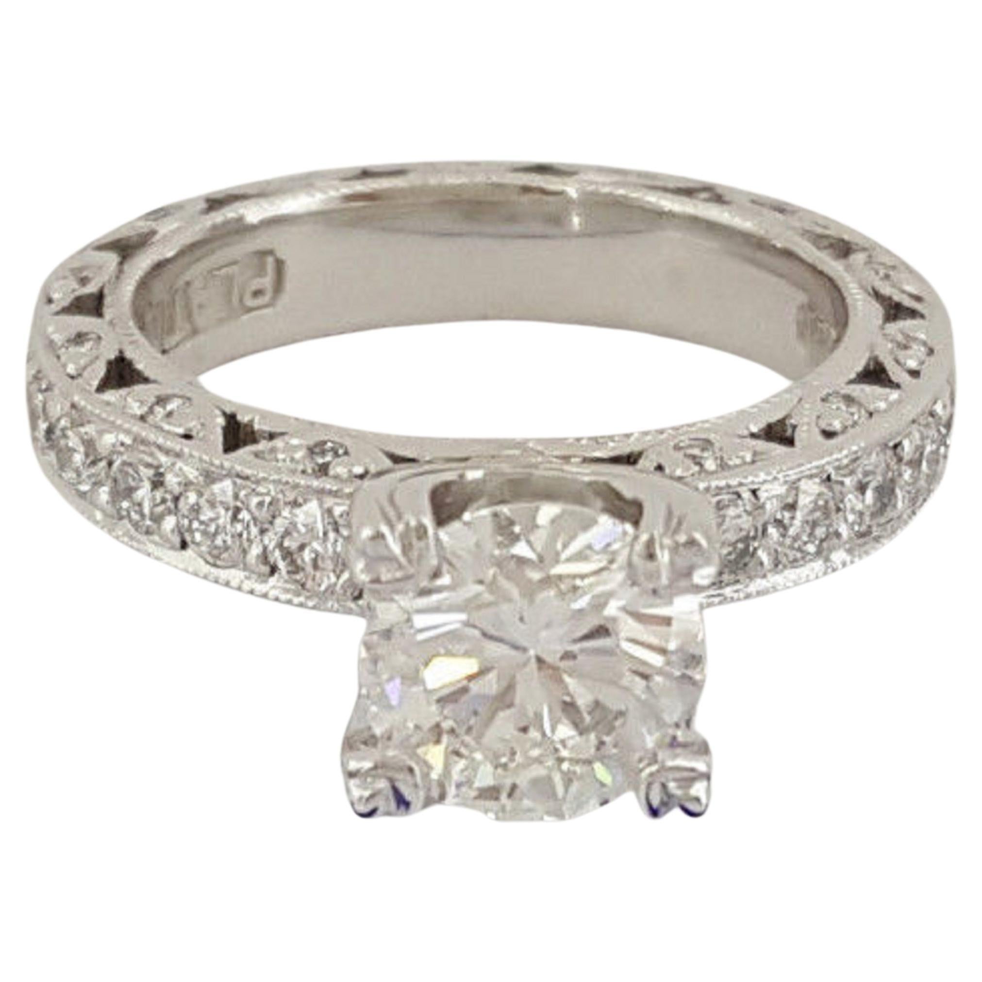 Modern Tacori Round Brilliant Cut Platinum Engagement Ring For Sale