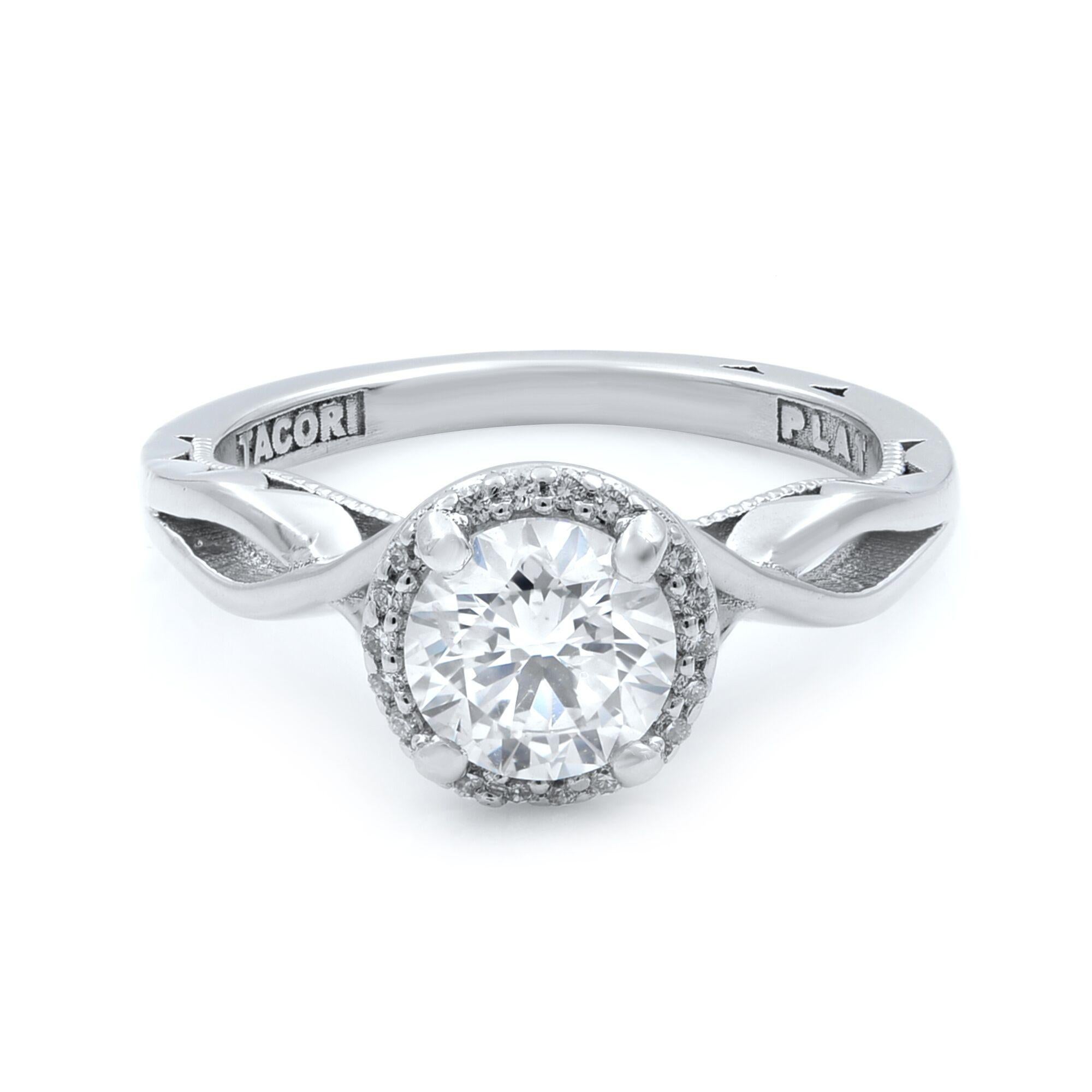 Round Cut Tacori Round Brilliant Diamond Platinum Engagement Ring 0.81 Carat