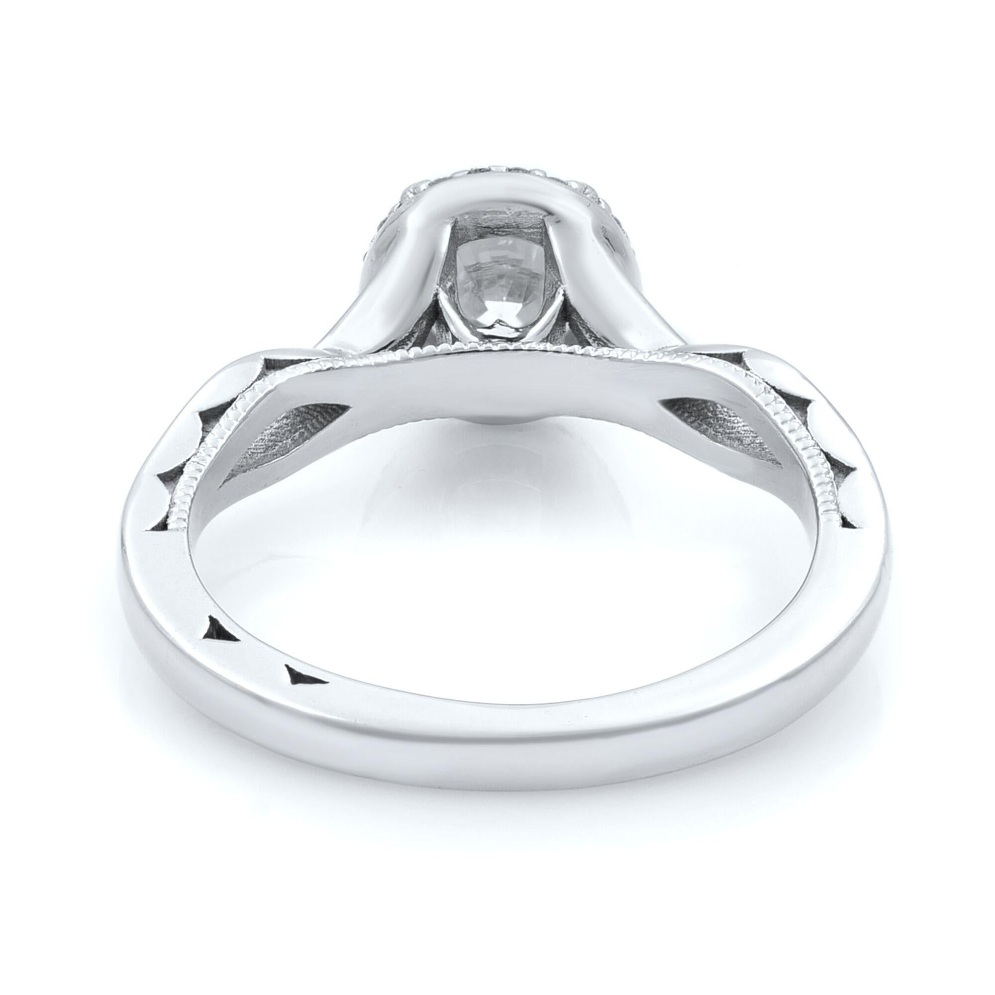 Tacori Round Brilliant Diamond Platinum Engagement Ring 0.81 Carat In Excellent Condition In New York, NY