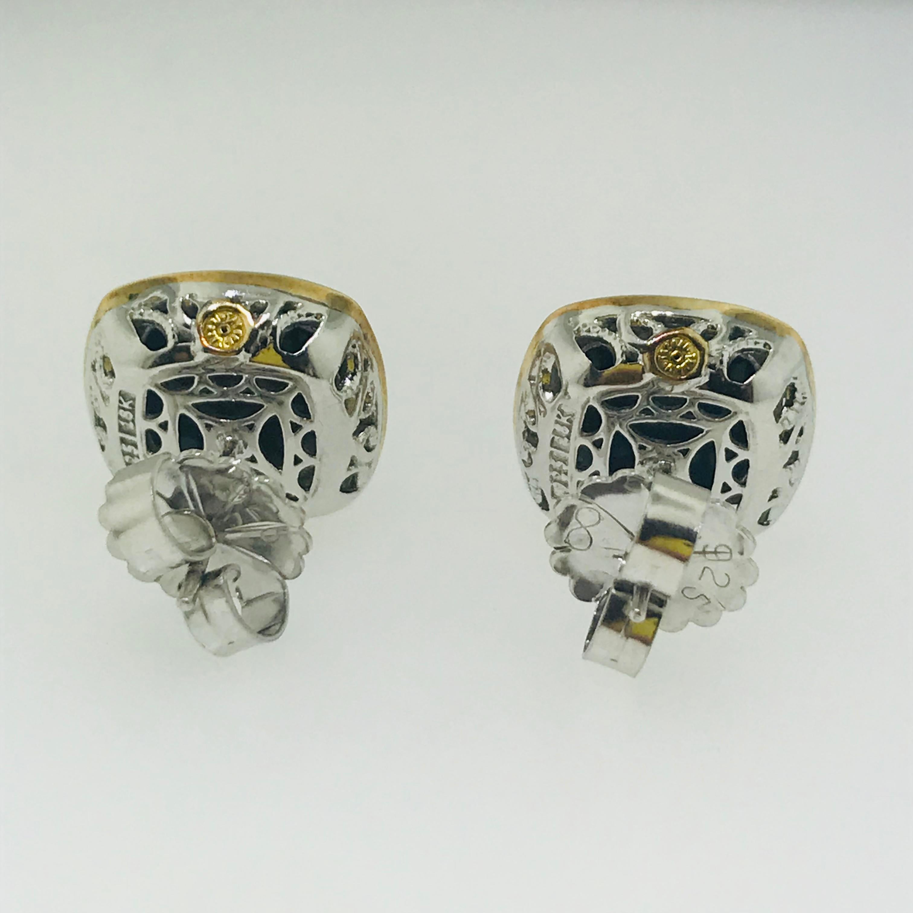 Tacori Rutilated Quartz and Diamond Earring Studs in Sterling and 18 Karat Gold 1
