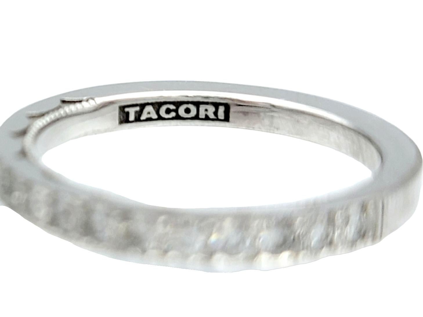 Women's Tacori Sculpted Crescent Pavé Diamond Wedding Band Ring in 18 Karat White Gold For Sale