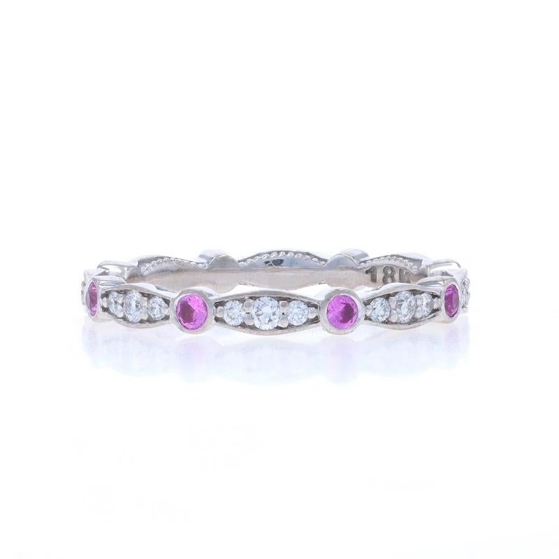 Tacori Sculpted Crescent Sapphire Diamond Band WhiteGold 18k .54ctw WedRing5 1/2 In Excellent Condition For Sale In Greensboro, NC