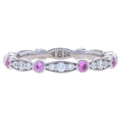 Tacori Sculpted Crescent Sapphire Diamond Band WhiteGold 18k .54ctw WedRing5 1/2