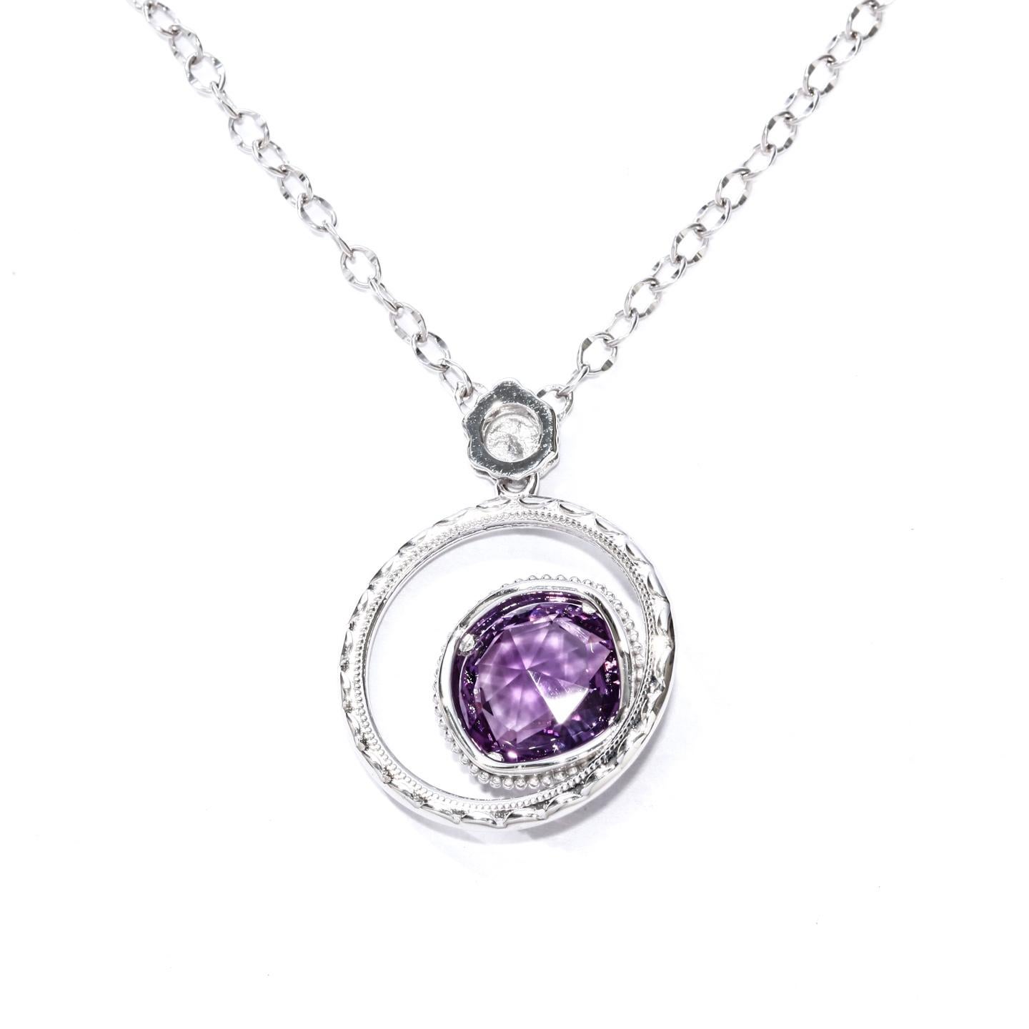 Round Cut Tacori Silver & Amethyst Necklace Lilac Blossoms Bold Bloom 3.34 ct. 18k Gold For Sale
