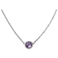 Tacori Silver & Amethyst Necklace Lilac Blossoms Petite Floating Bezel 1.27 ct.