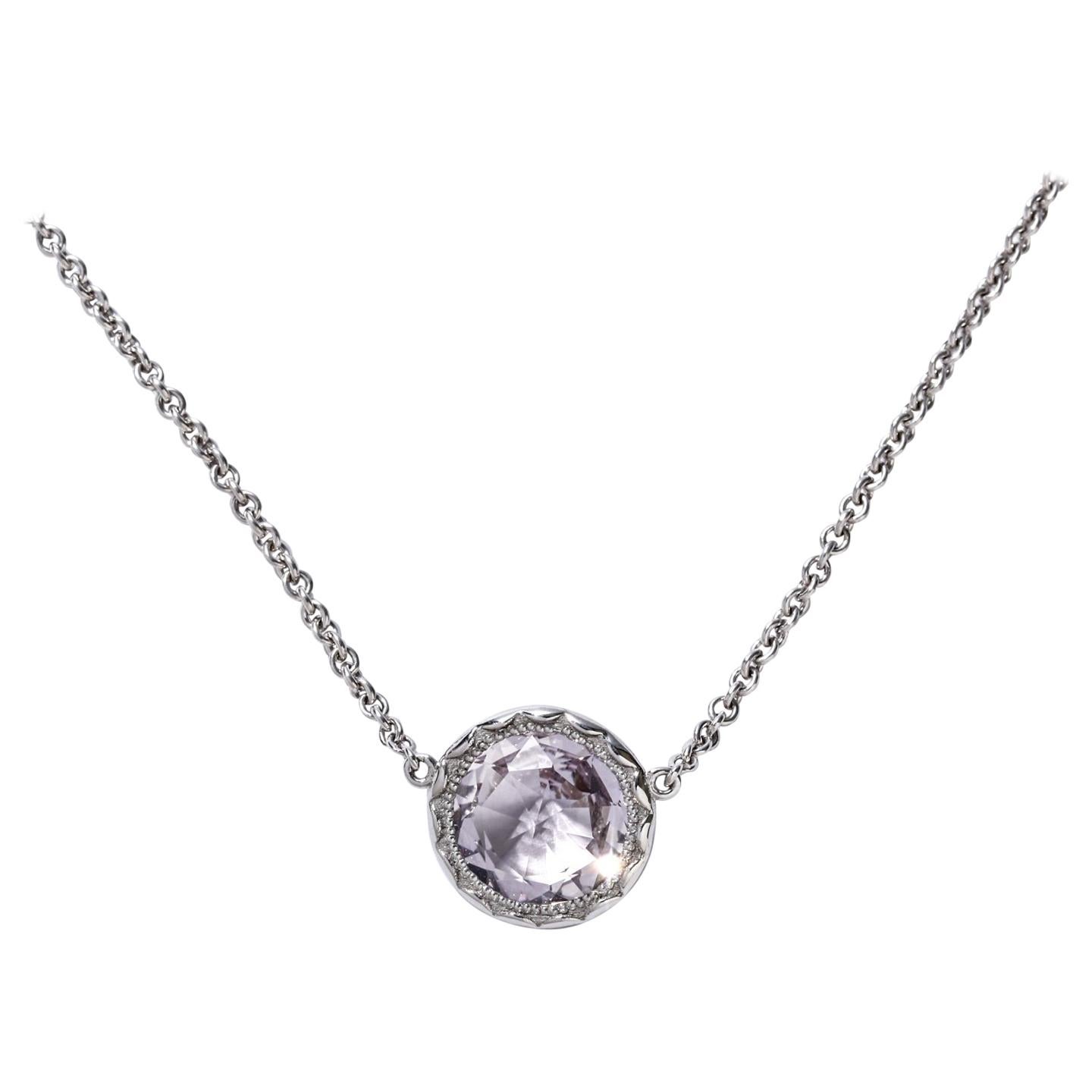 Tacori Silver & Rose Amethyst Necklace Lilac Blossoms Floating Bezel 3.40 ct. For Sale