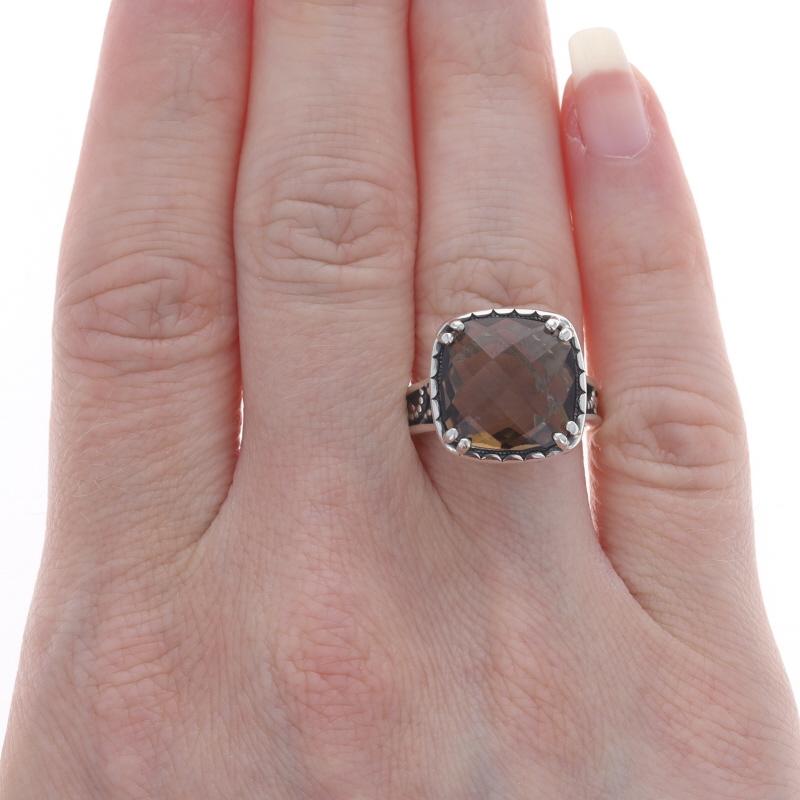 Quadrato Anello solitario di quarzo fumé Tacori - Sterling 925 Oro giallo 18k Cush in vendita