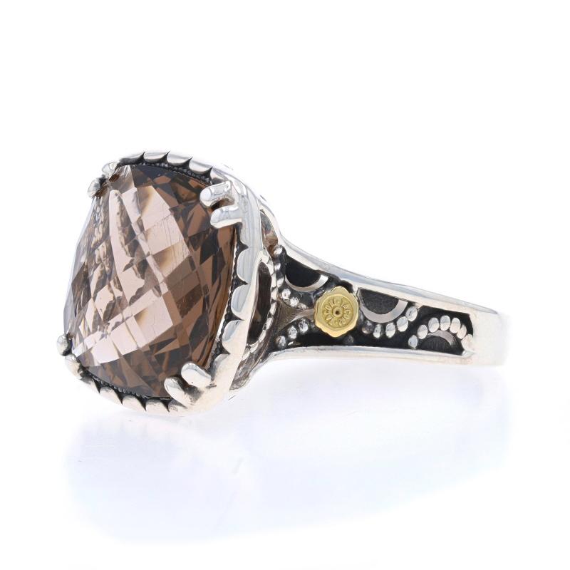 Anello solitario di quarzo fumé Tacori - Sterling 925 Oro giallo 18k Cush In condizioni ottime in vendita a Greensboro, NC