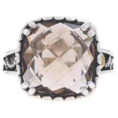 Tacori Anillo Solitario Cóctel Cuarzo Ahumado - Oro Amarillo 925 18k Cush