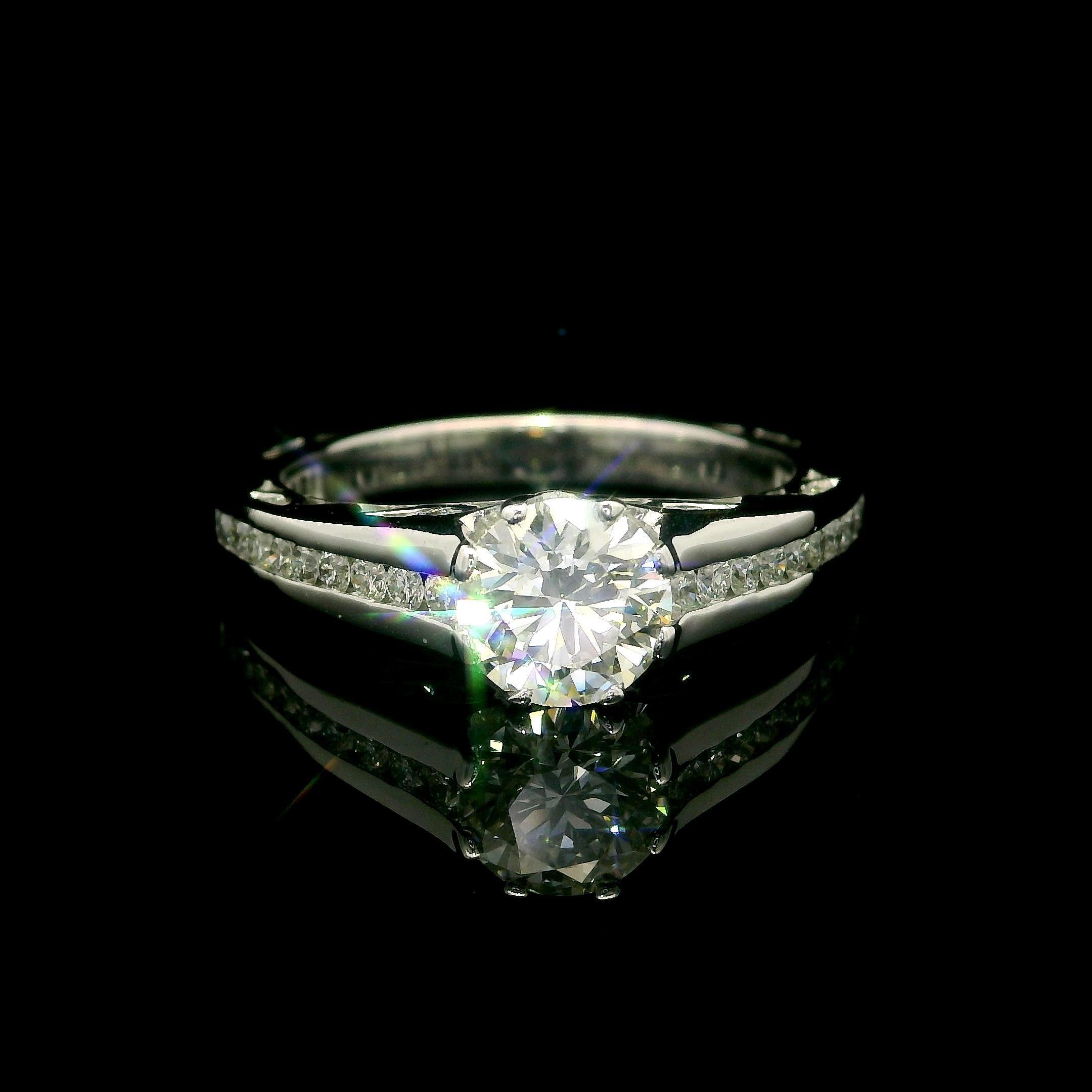 Tacori Solid 18k White Gold GIA 1.51ctw Triple Excellent Diamond Engagement Ring For Sale 5