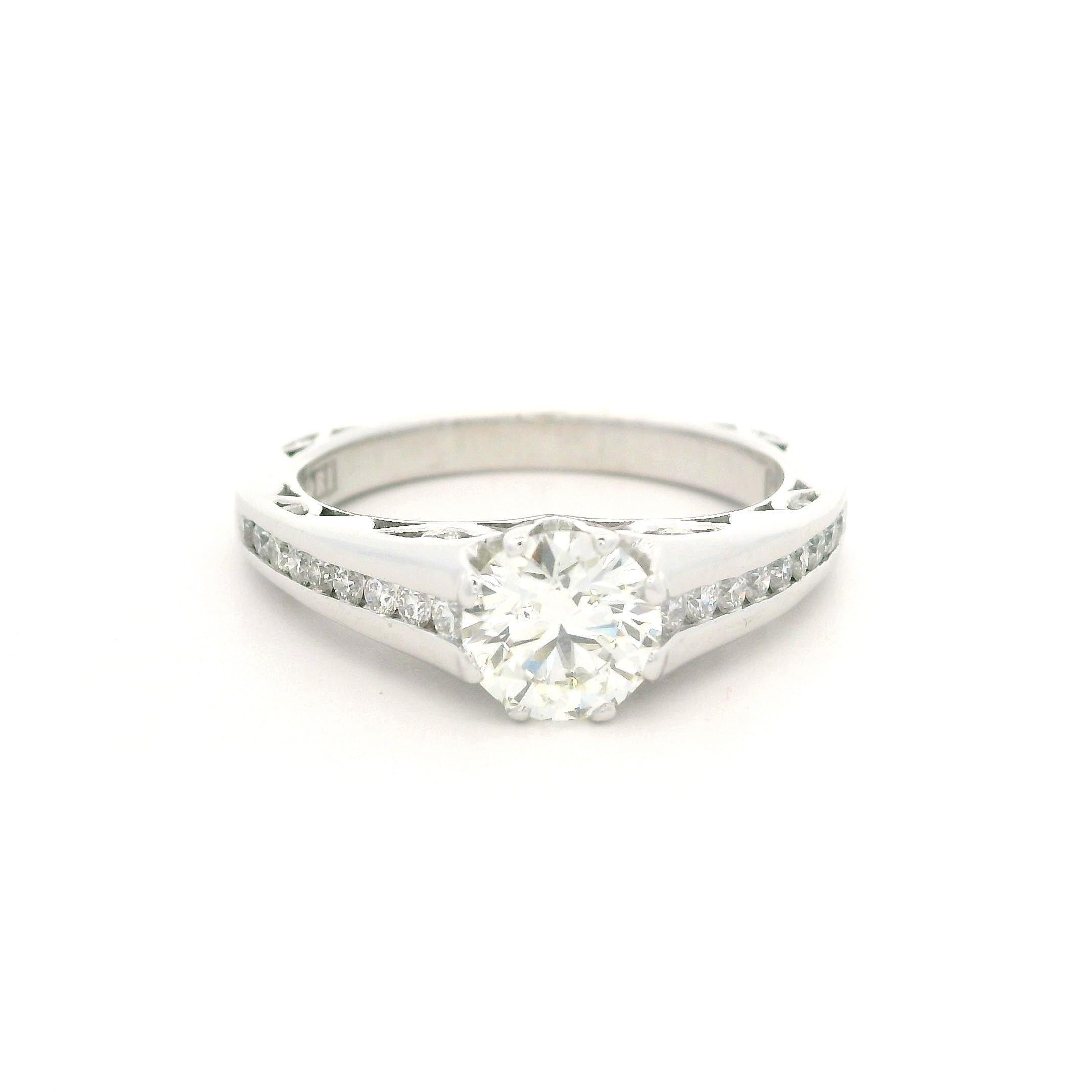 Tacori Solid 18k White Gold GIA 1.51ctw Triple Excellent Diamond Engagement Ring For Sale 7