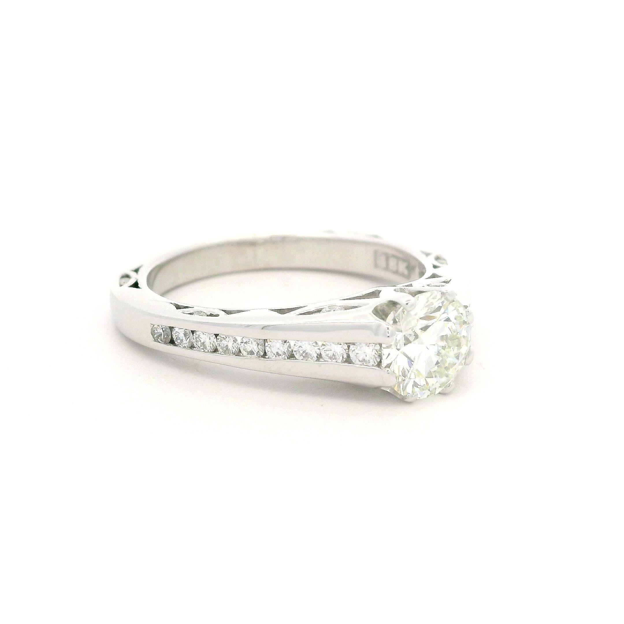 Tacori Solid 18k White Gold GIA 1.51ctw Triple Excellent Diamond Engagement Ring For Sale 8