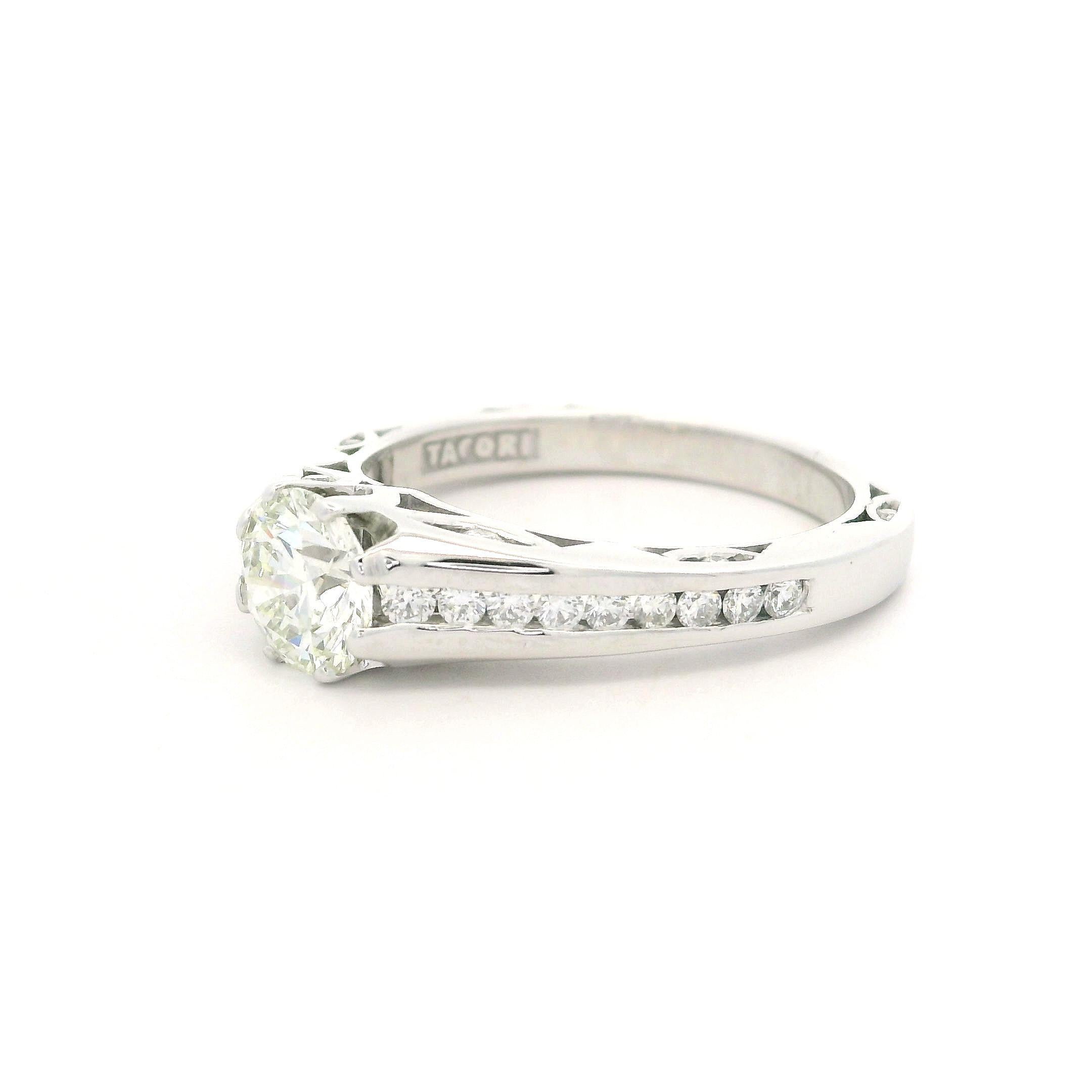 Tacori Solid 18k White Gold GIA 1.51ctw Triple Excellent Diamond Engagement Ring For Sale 9