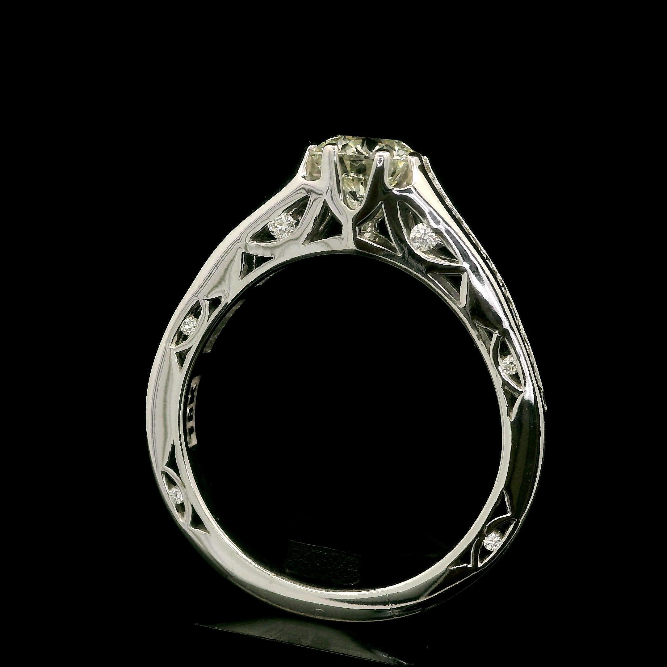 Brilliant Cut Tacori Solid 18k White Gold GIA 1.51ctw Triple Excellent Diamond Engagement Ring For Sale