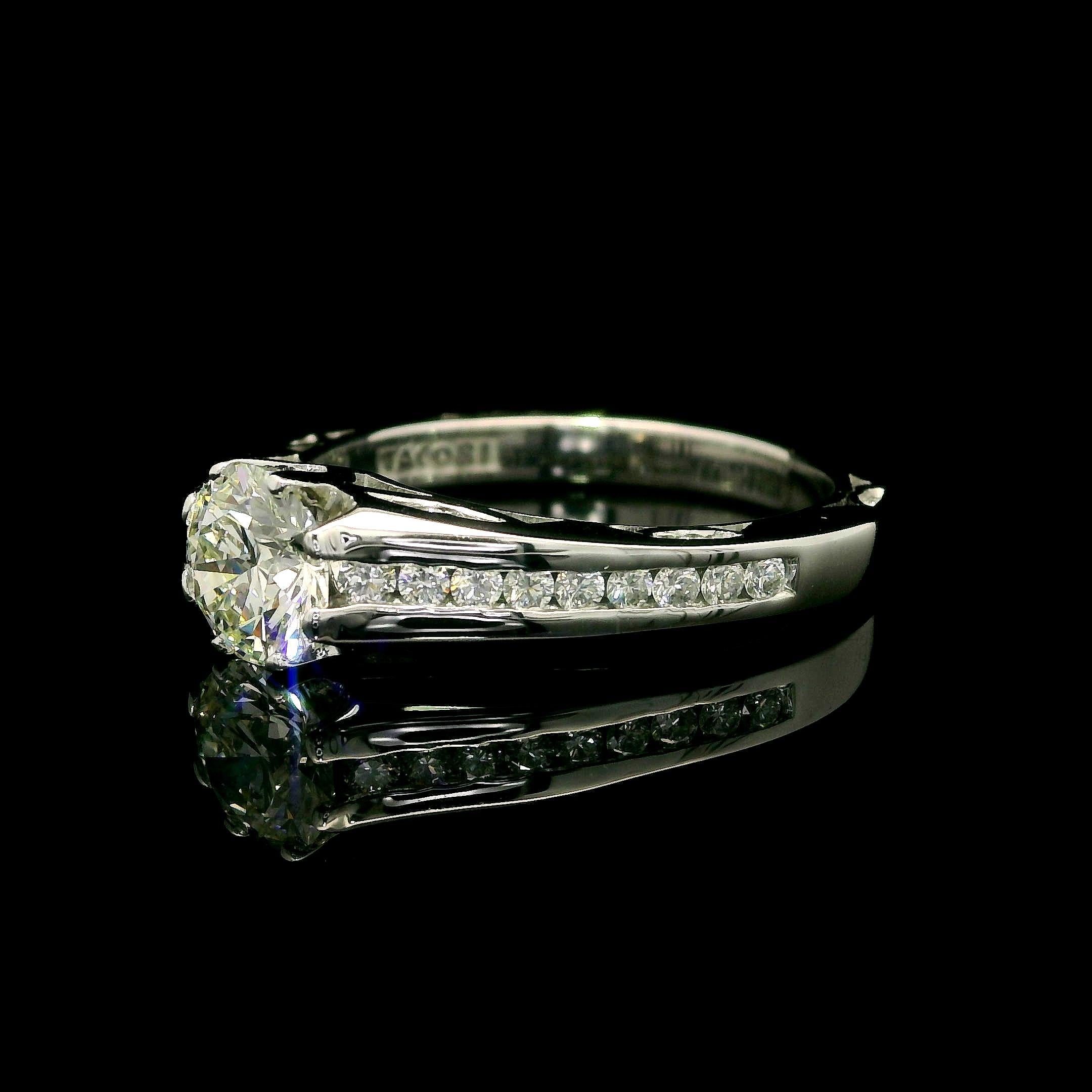 Women's Tacori Solid 18k White Gold GIA 1.51ctw Triple Excellent Diamond Engagement Ring For Sale