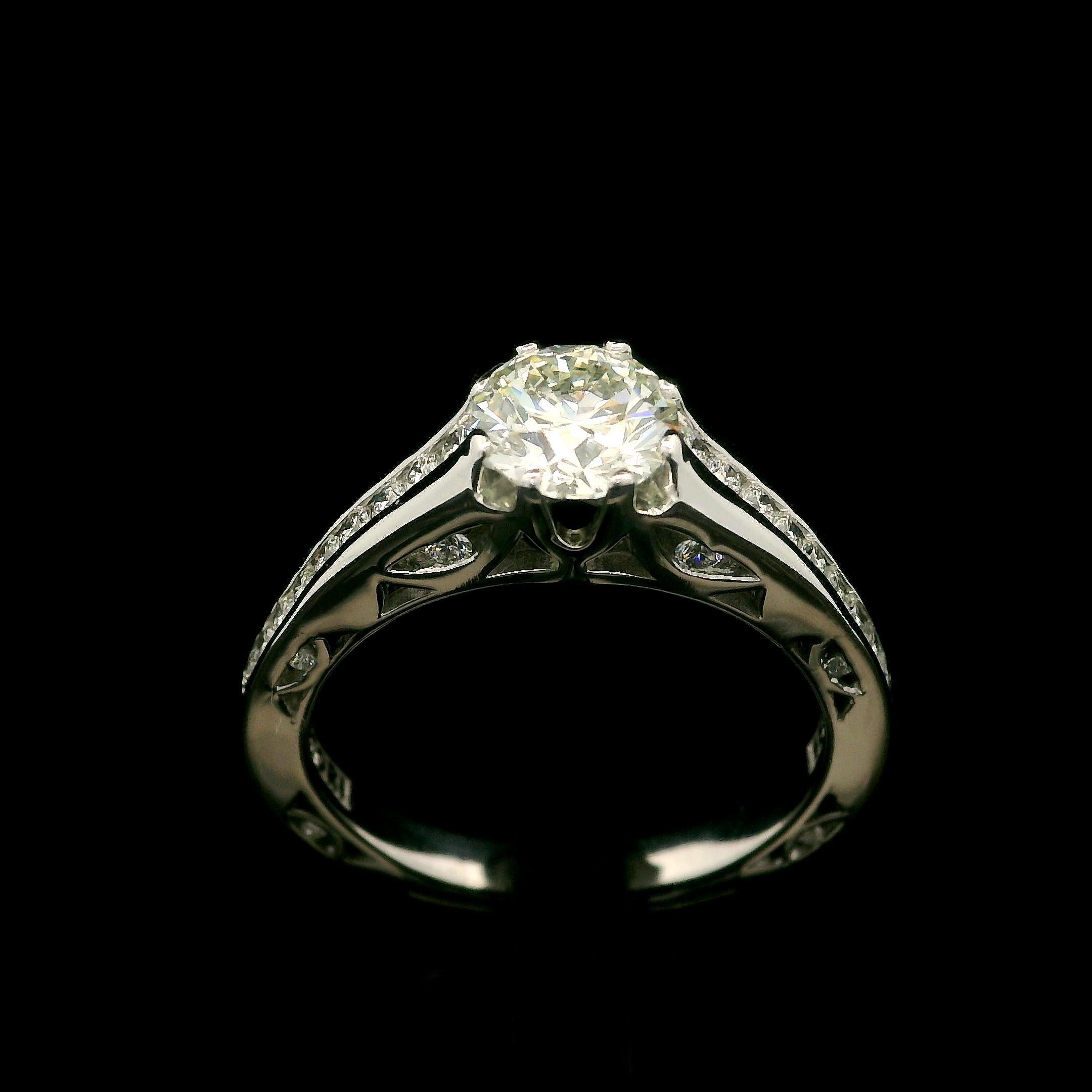 Tacori Solid 18k White Gold GIA 1.51ctw Triple Excellent Diamond Engagement Ring For Sale 3