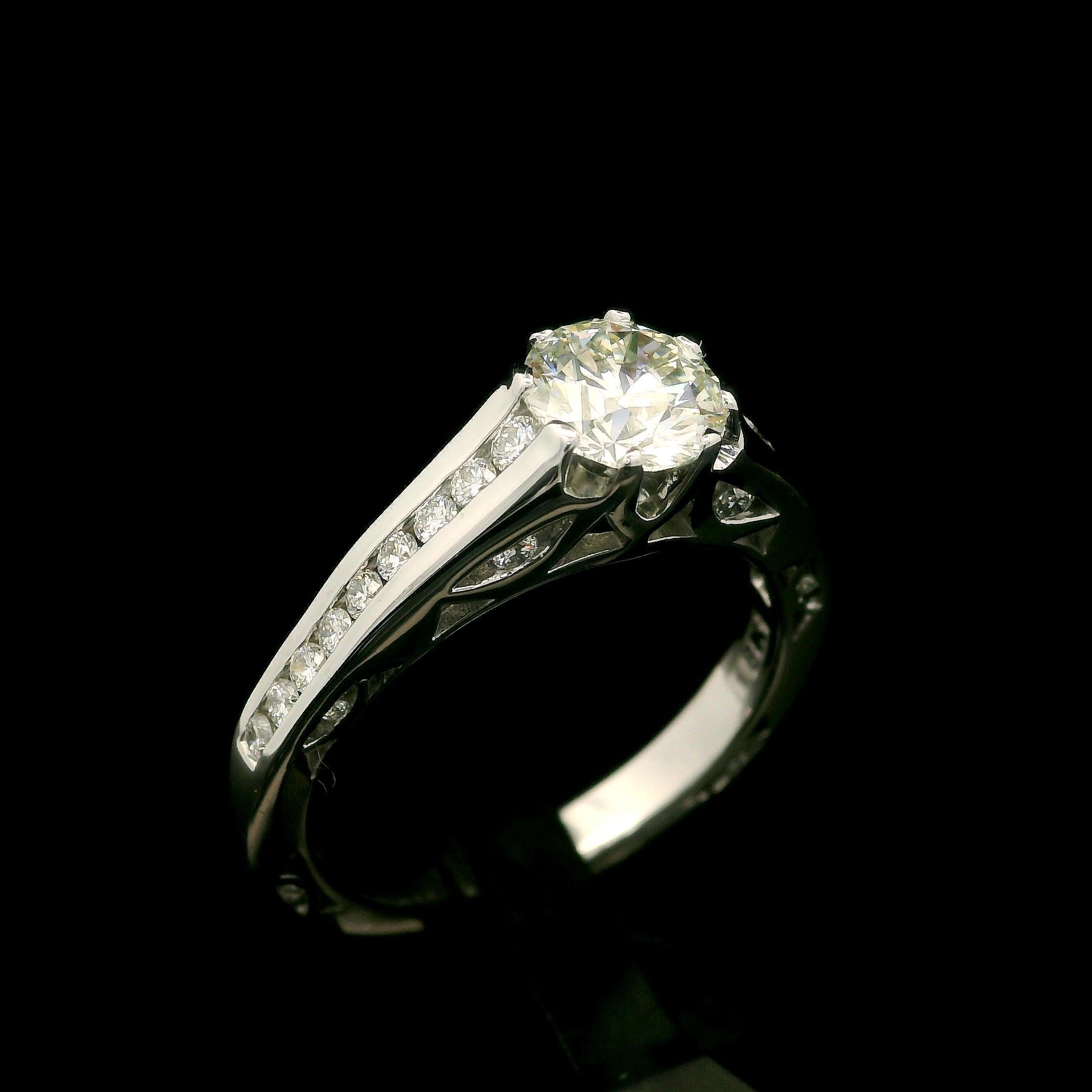 Tacori Solid 18k White Gold GIA 1.51ctw Triple Excellent Diamond Engagement Ring For Sale 4