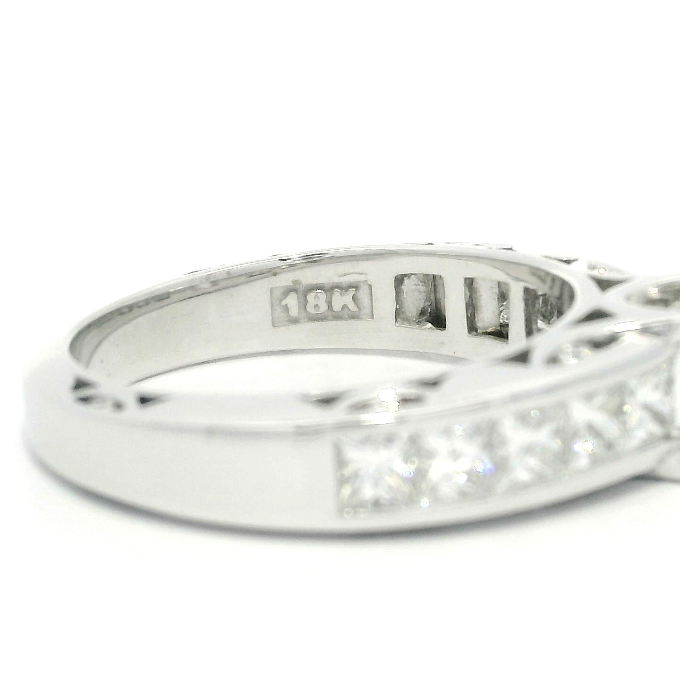 Tacori Solid 18k White Gold GIA 2.63ctw Princess Cut Diamond Engagement Ring For Sale 6