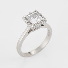 Tacori Square Engagement Ring Platinum Diamond Semi Mount Jewelry