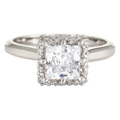 Vintage Tacori Square Engagement Ring Platinum Diamond Semi Mount Jewelry