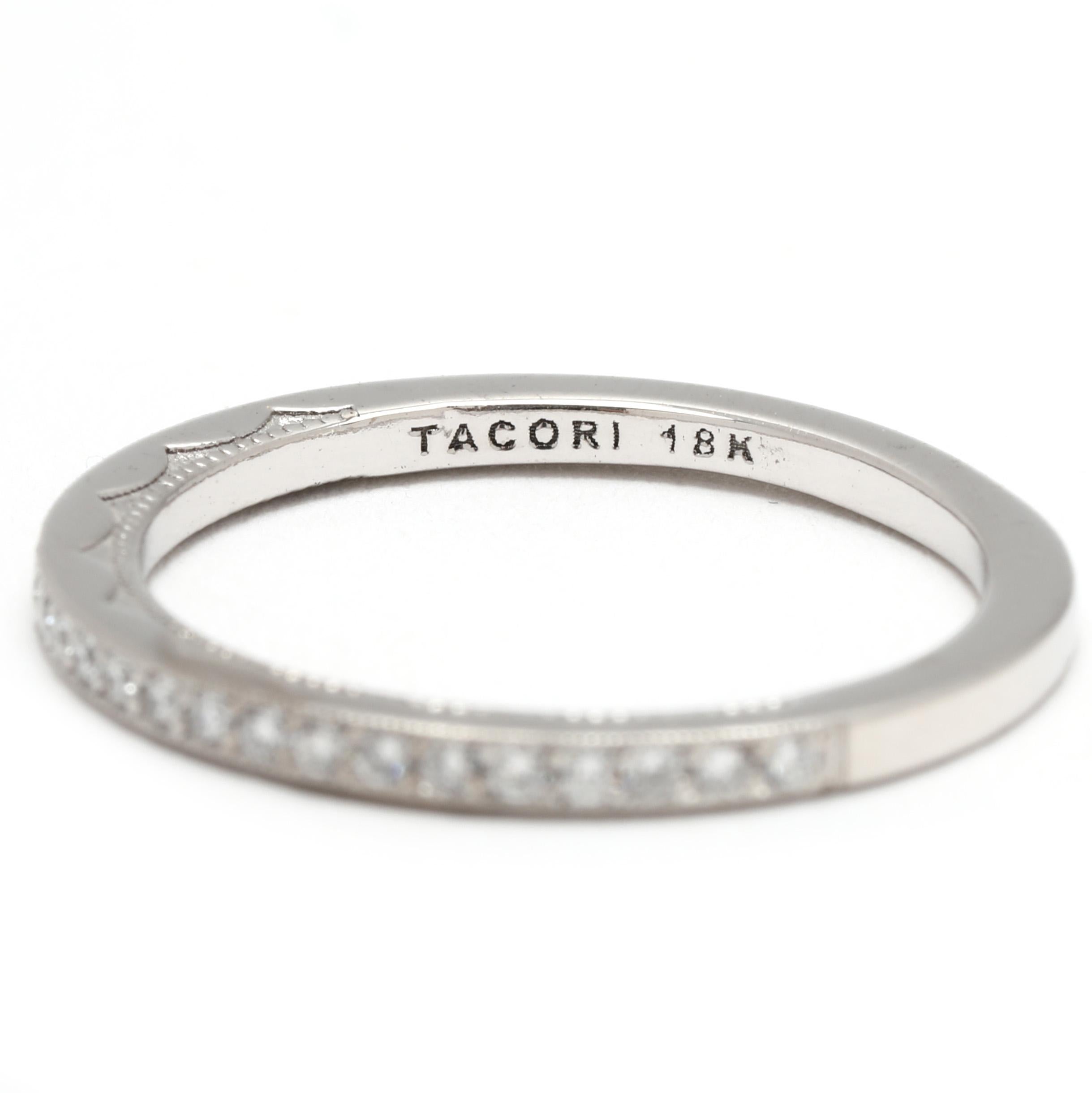 da uomo o donna Anello Tacori con diamante sottile, oro bianco 18 carati, misura 5,75, mezzaluna costiera in vendita