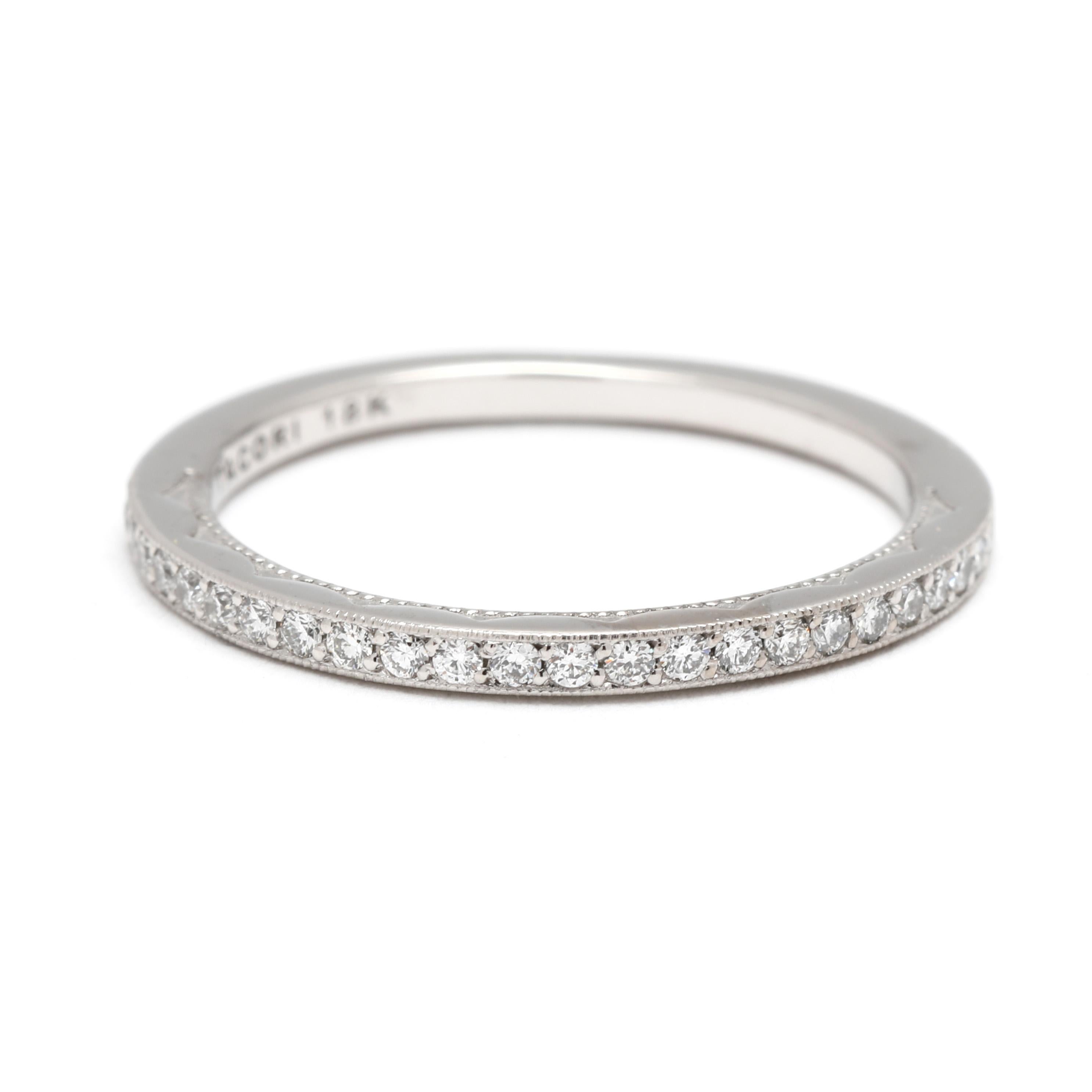 Tacori Thin Diamond Band Ring, 18k White Gold, Ring Size 5.75, Coastal Crescent
