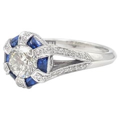 Tacori White Gold Diamond and Sapphire Halo Engagement Ring