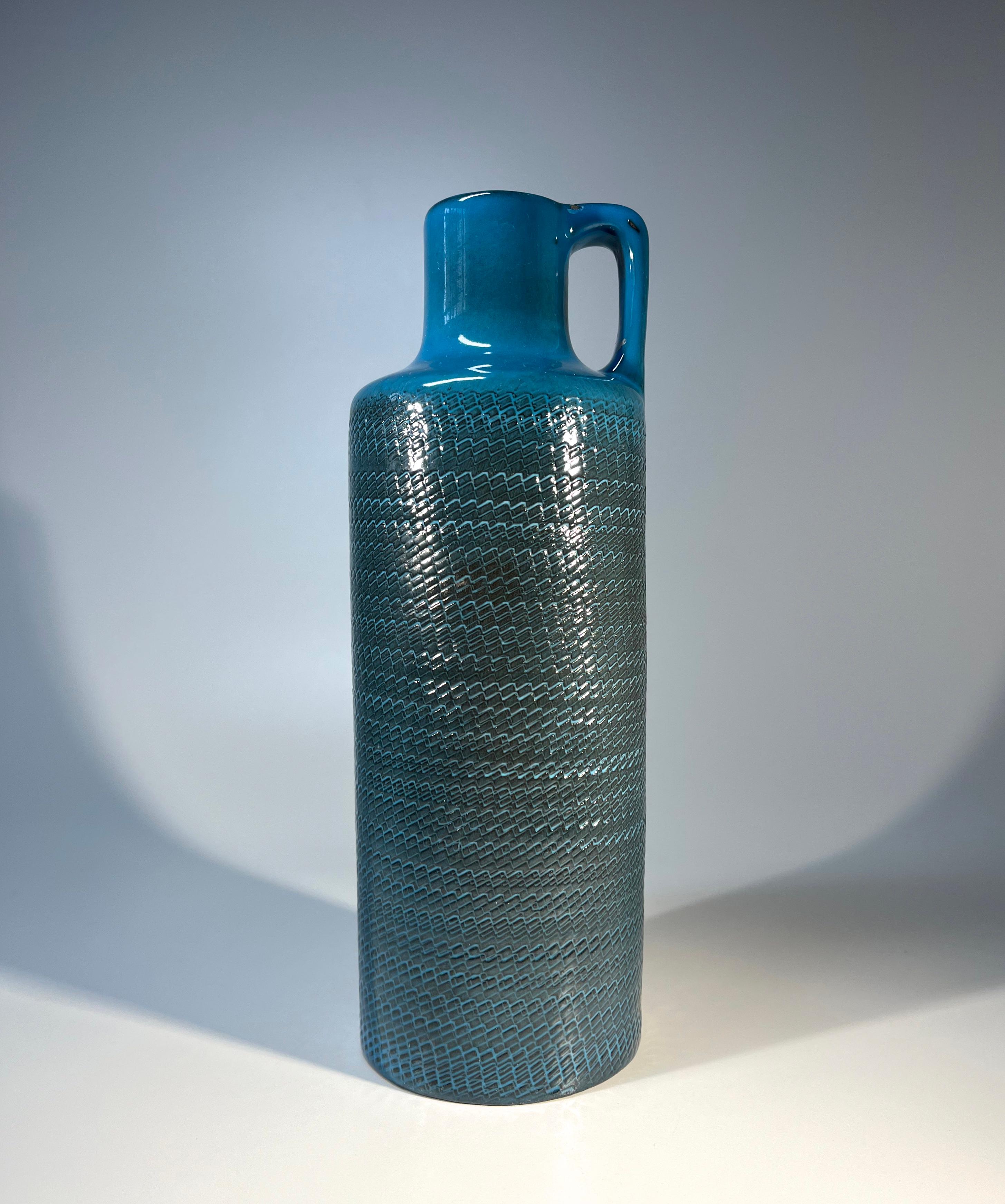 Tactile, Turquoise Bris Series Earthenware Vase , Ingrid Atterberg, Upsala-Ekeby In Good Condition For Sale In Rothley, Leicestershire