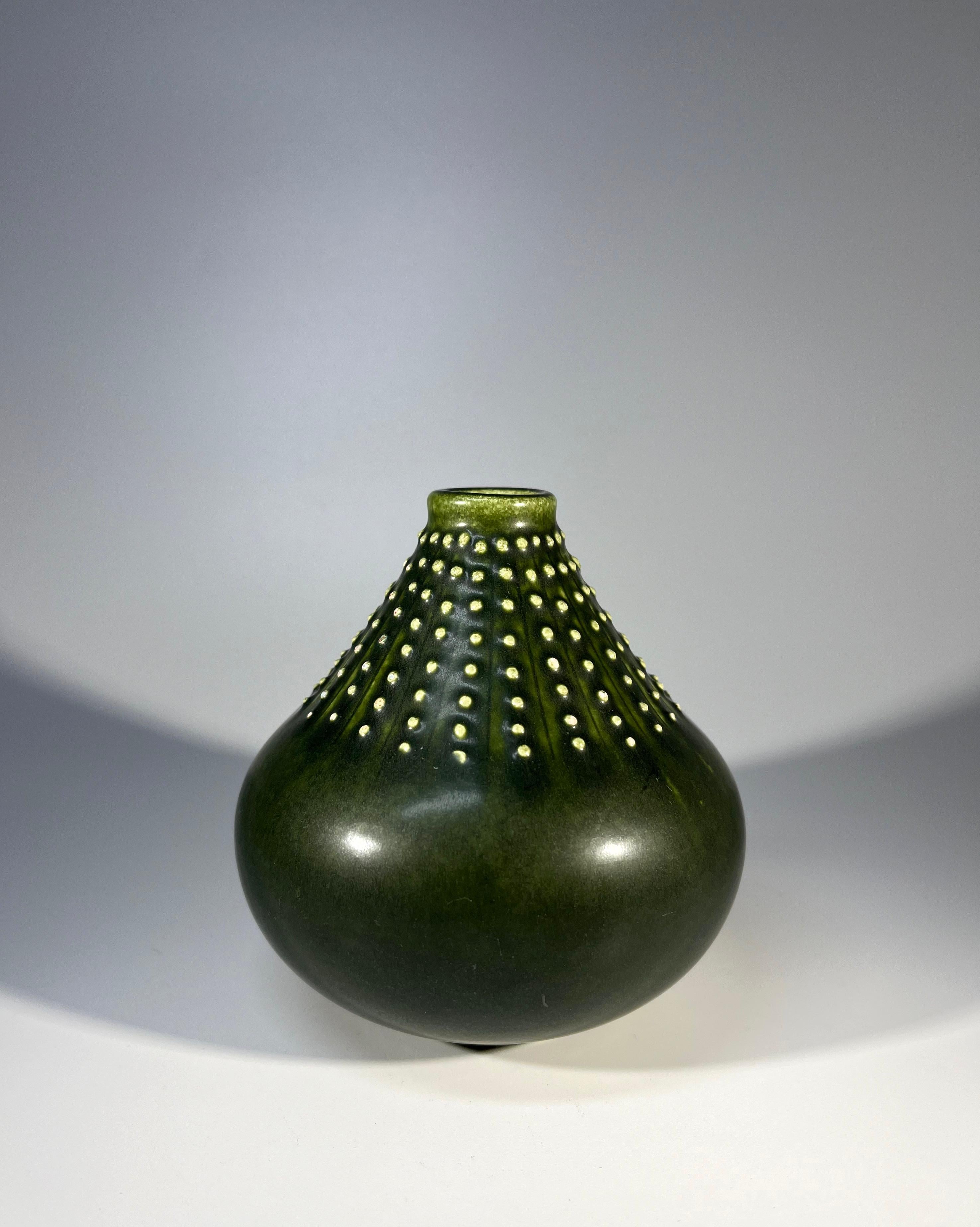 Glazed Tactile, Understated Vase By Dietlinde Hein, Knabstrup, Denmark. c1960
