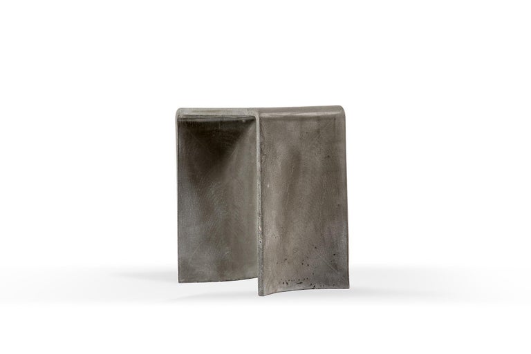 Modern 21st Century Concrete Contemporary Stool & Side Table, Light Grey Cement Color For Sale