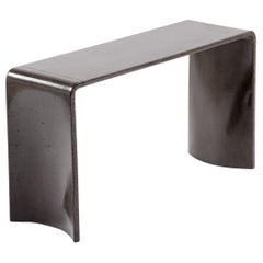 21st Century Concrete Contemporary Side Table, Dark Grey Glossy Cement