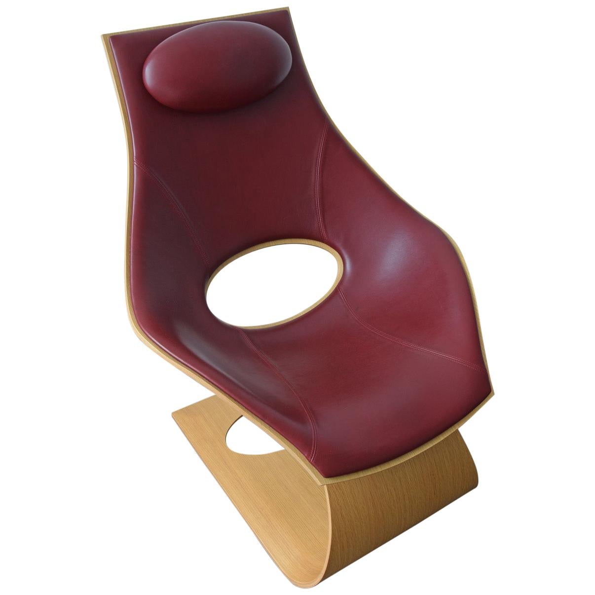 Tadao Ando Dream Chair TA 001 Oak Front Upholstered Bordeaux, Carl Hansen & Søn For Sale