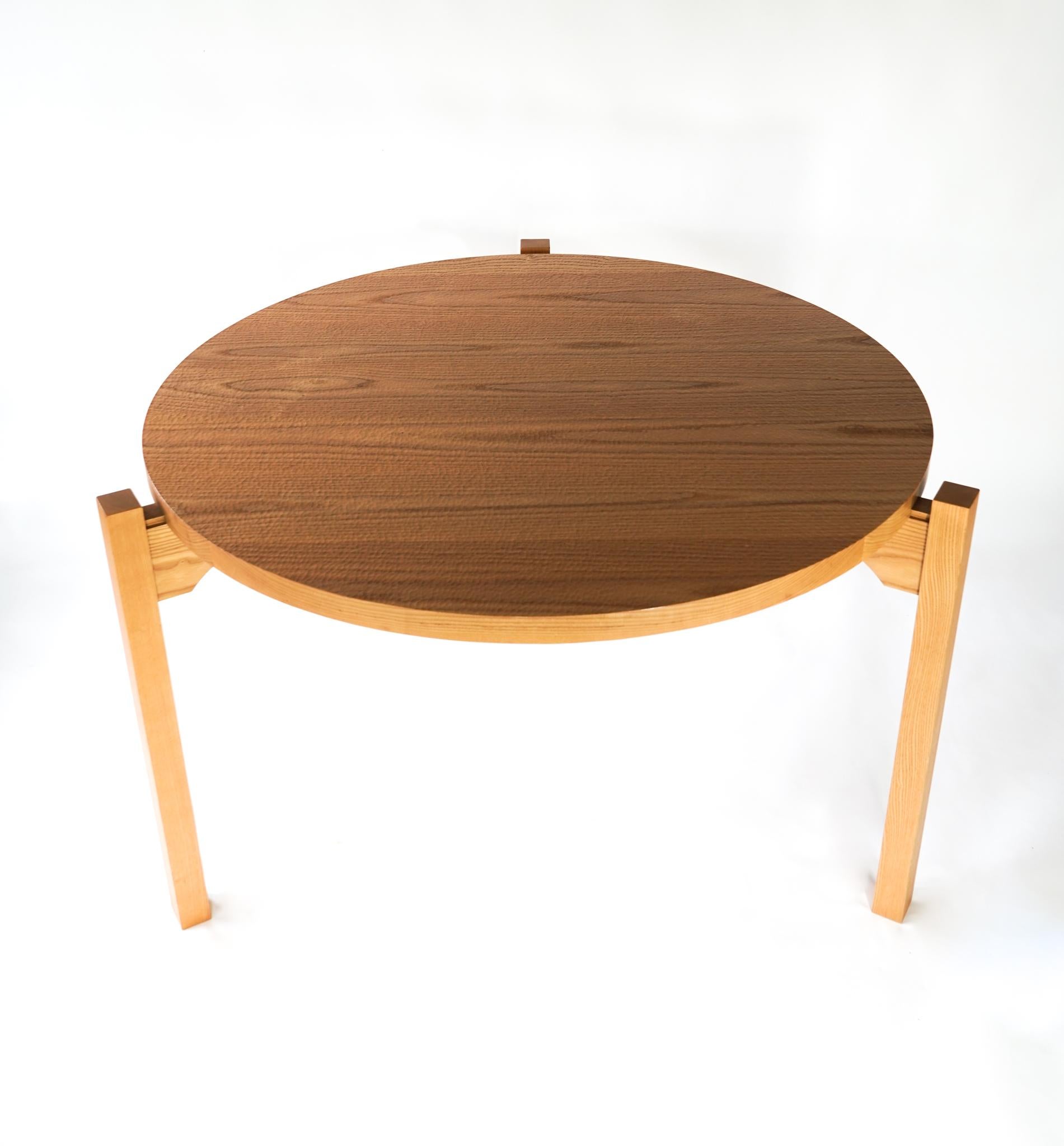 Contemporary Tadao Arimoto Three Leg Dining Table with Carved Top 2003