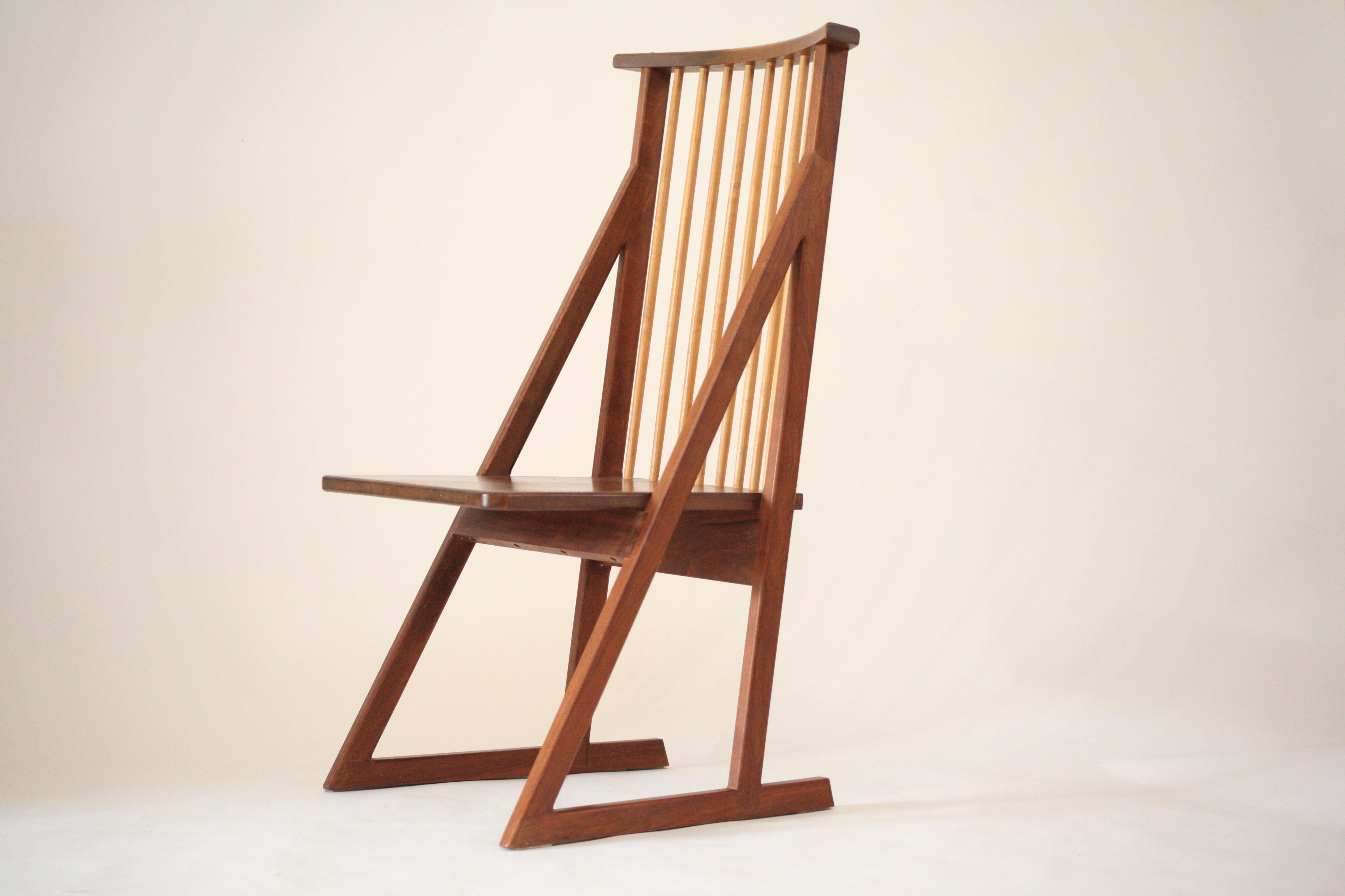 Organic Modern Tadao Arimoto Walnut Spindle Back Chair, 1980s For Sale