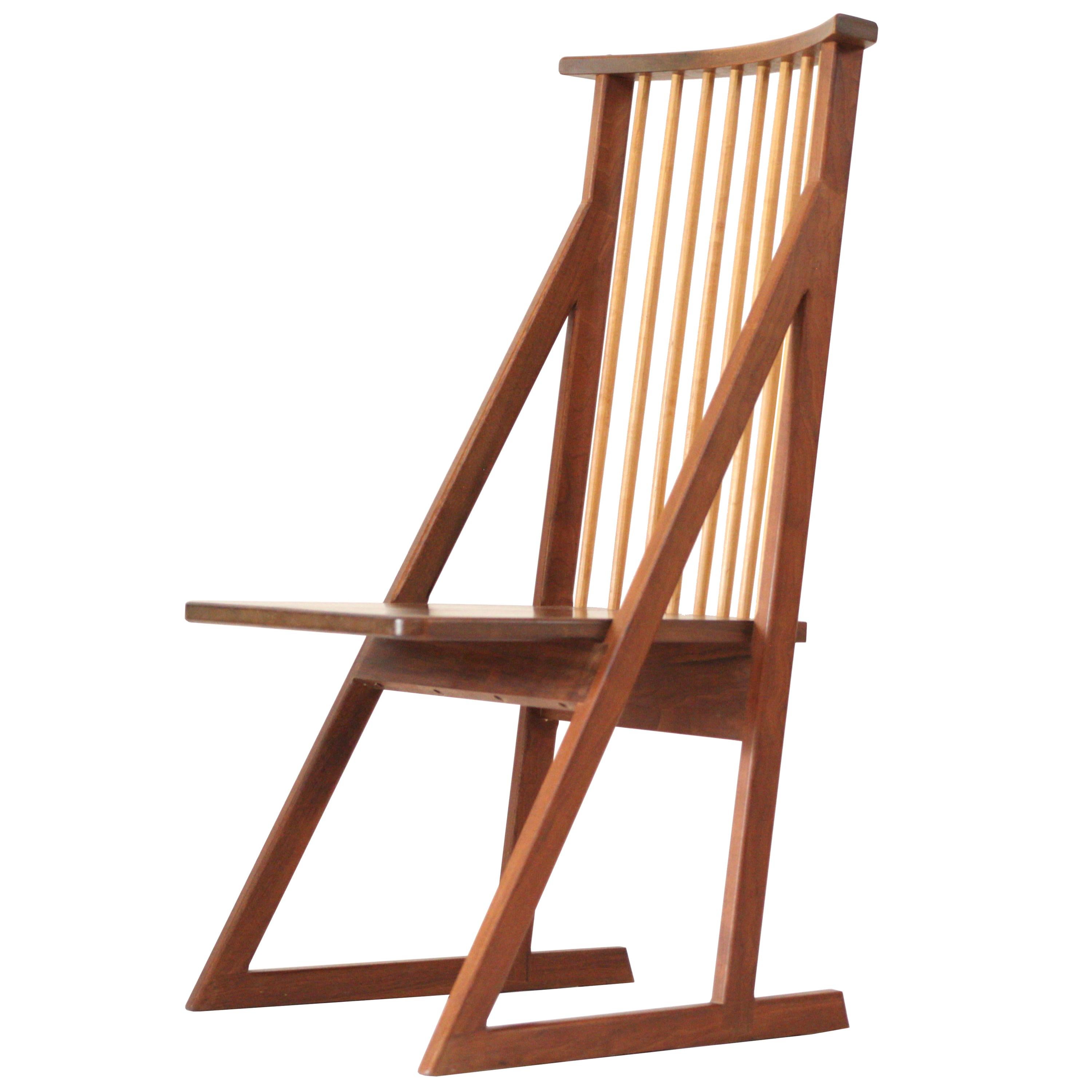 Tadao Arimoto Walnut Spindle Back Chair, 1980s For Sale